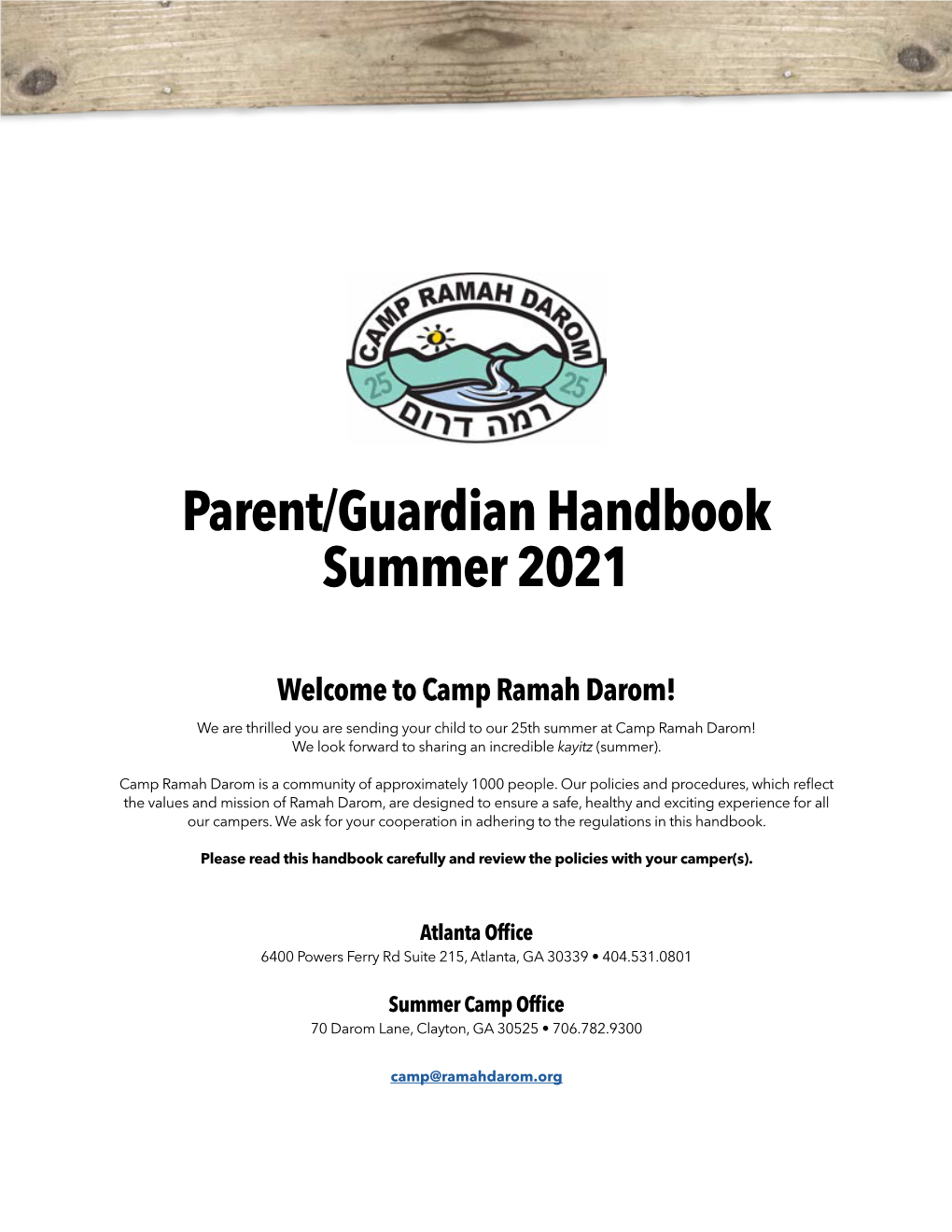 Parent/Guardian Handbook Summer 2021