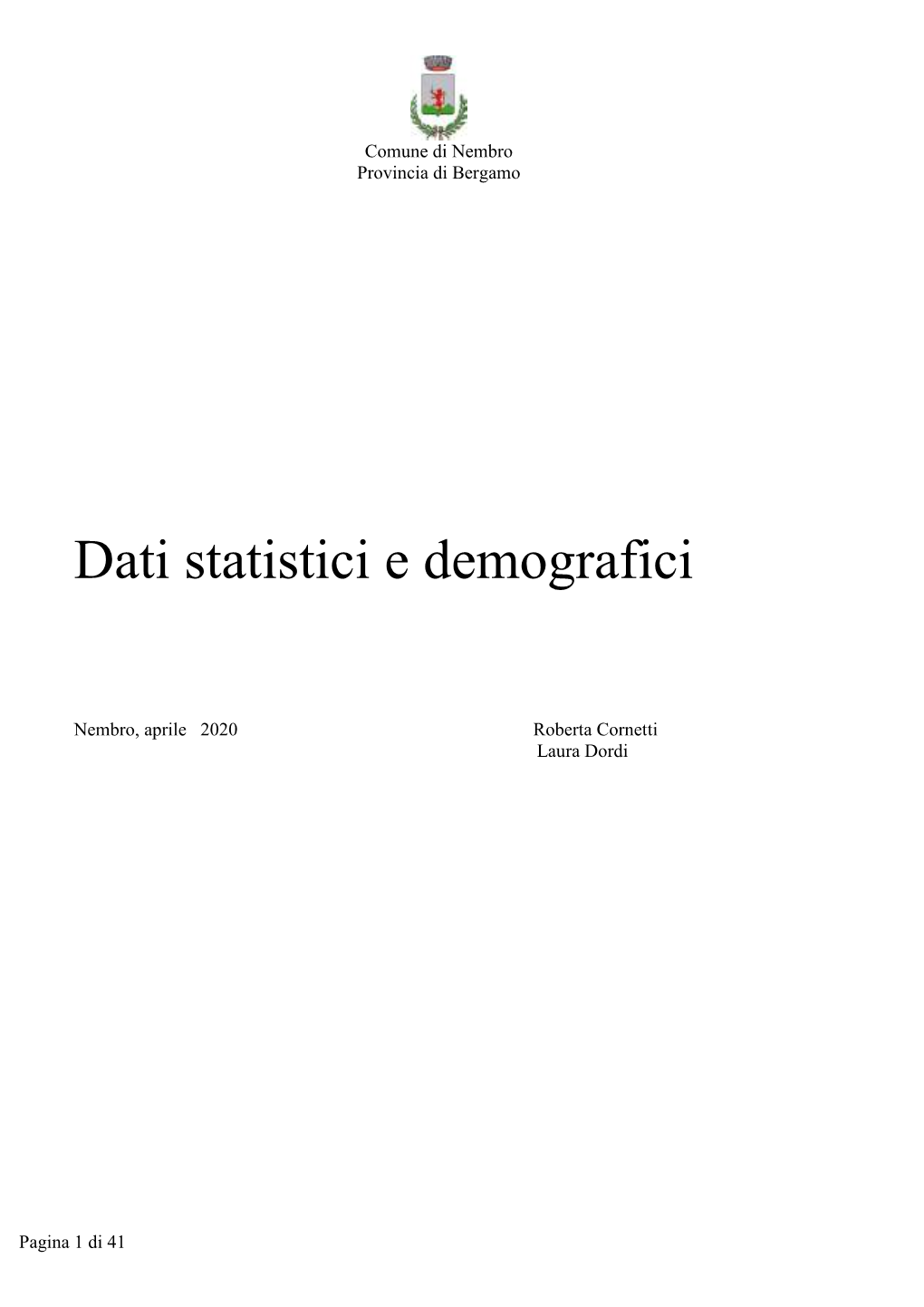 Dati Statistici E Demografici