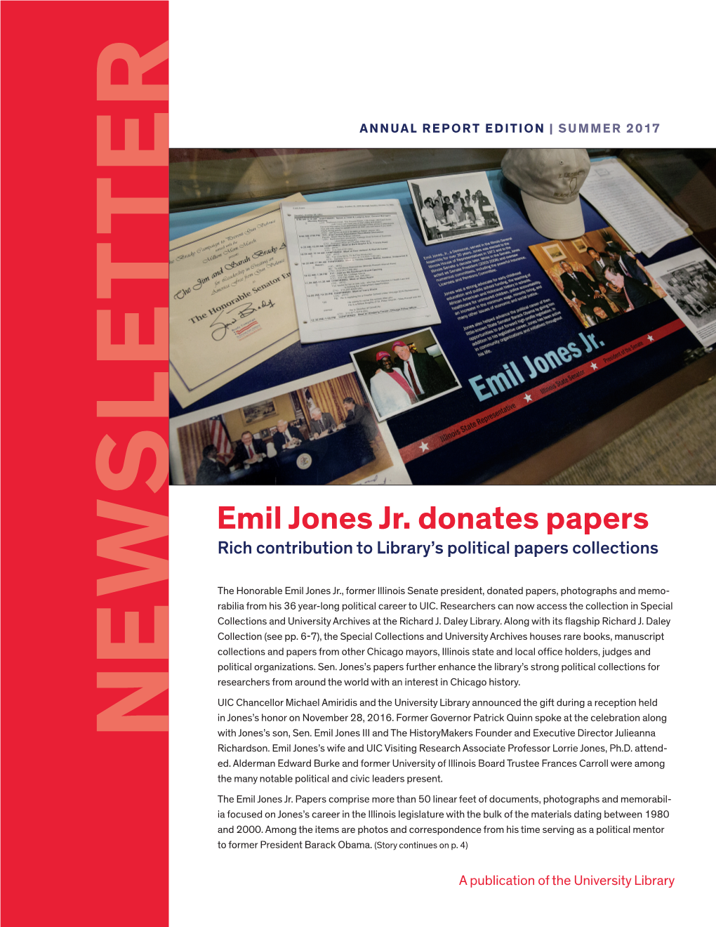 Emil Jones Jr. Donates Papers Rich Contribution to Library’S Political Papers Collections
