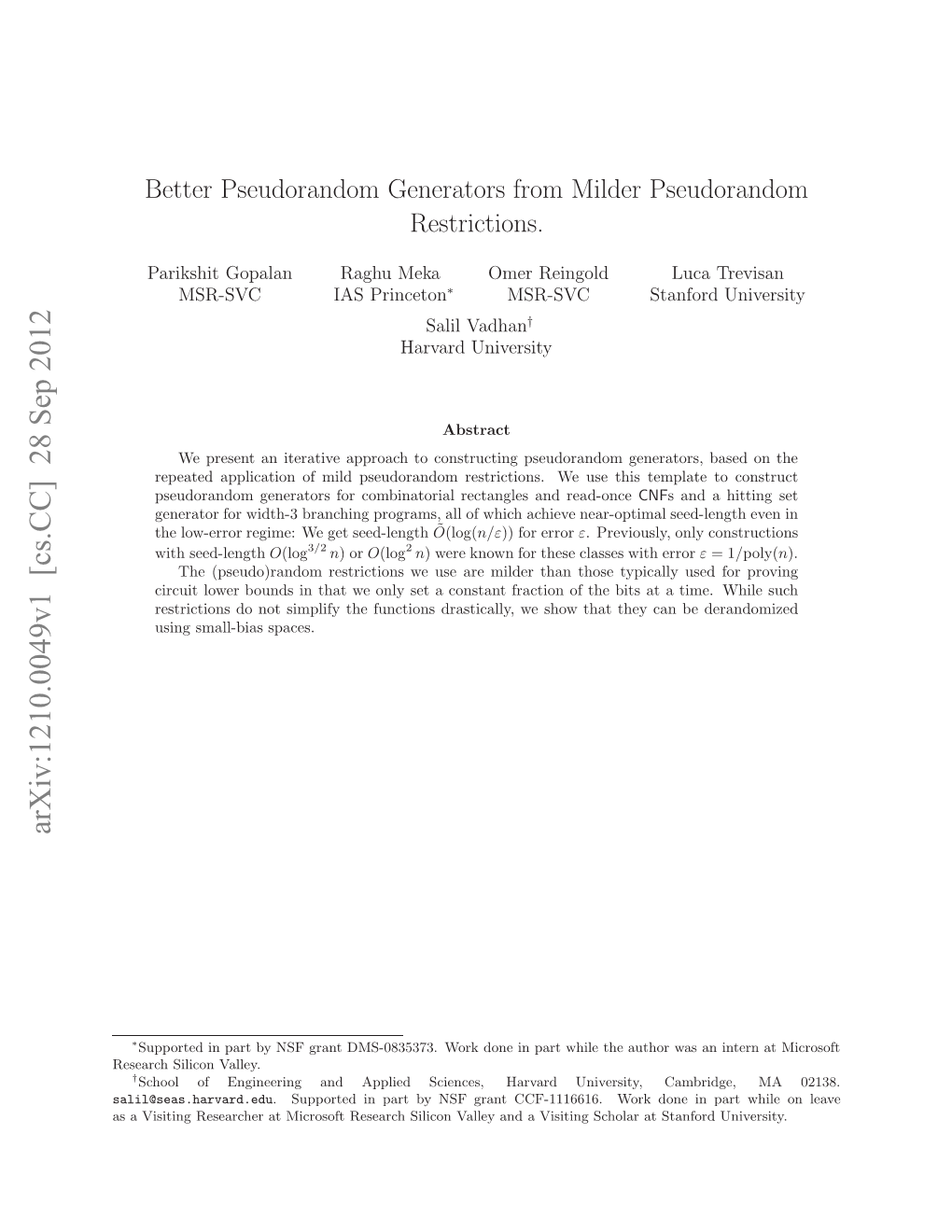 Arxiv:1210.0049V1 [Cs.CC] 28 Sep 2012 Eerhslcnvalley