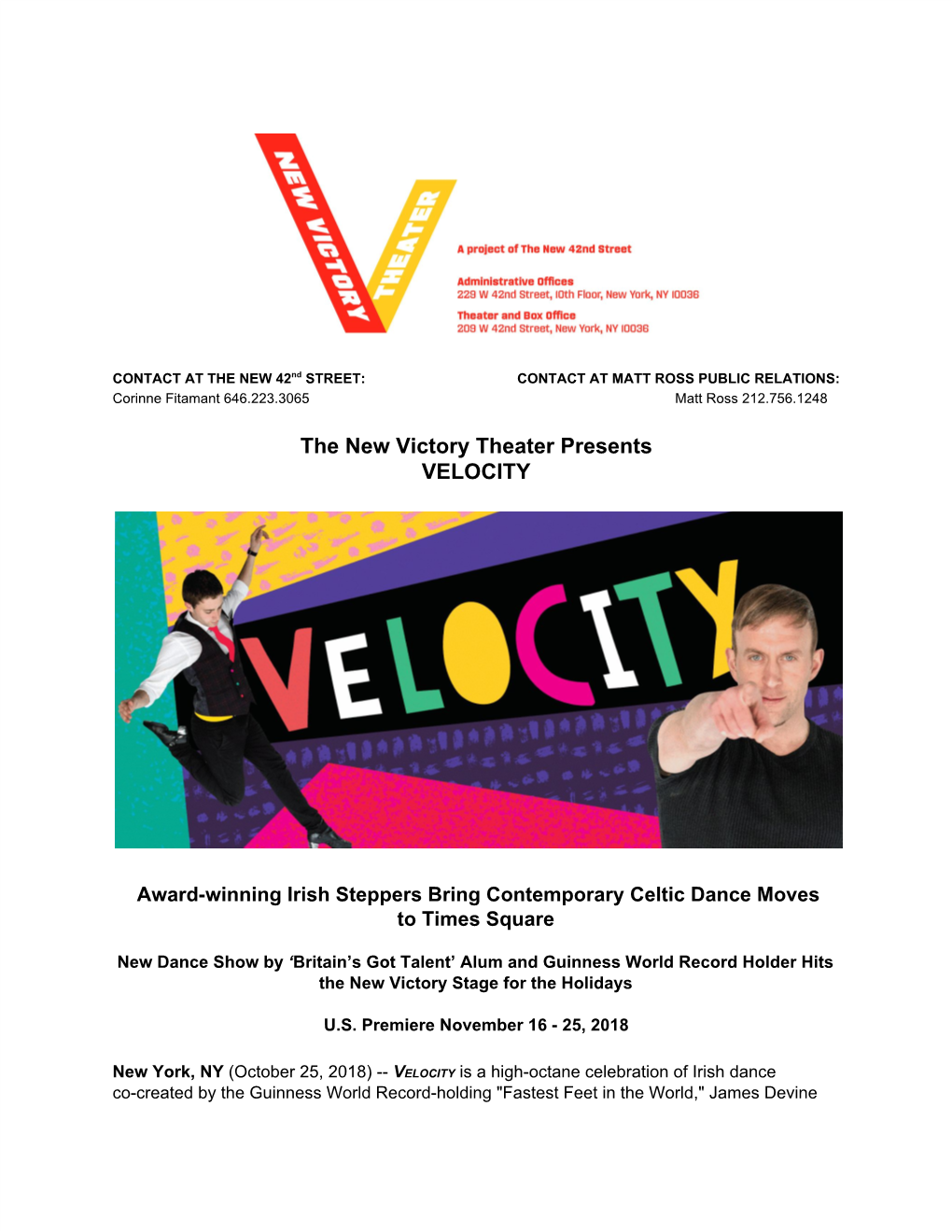 The New Victory Theater Presents VELOCITY