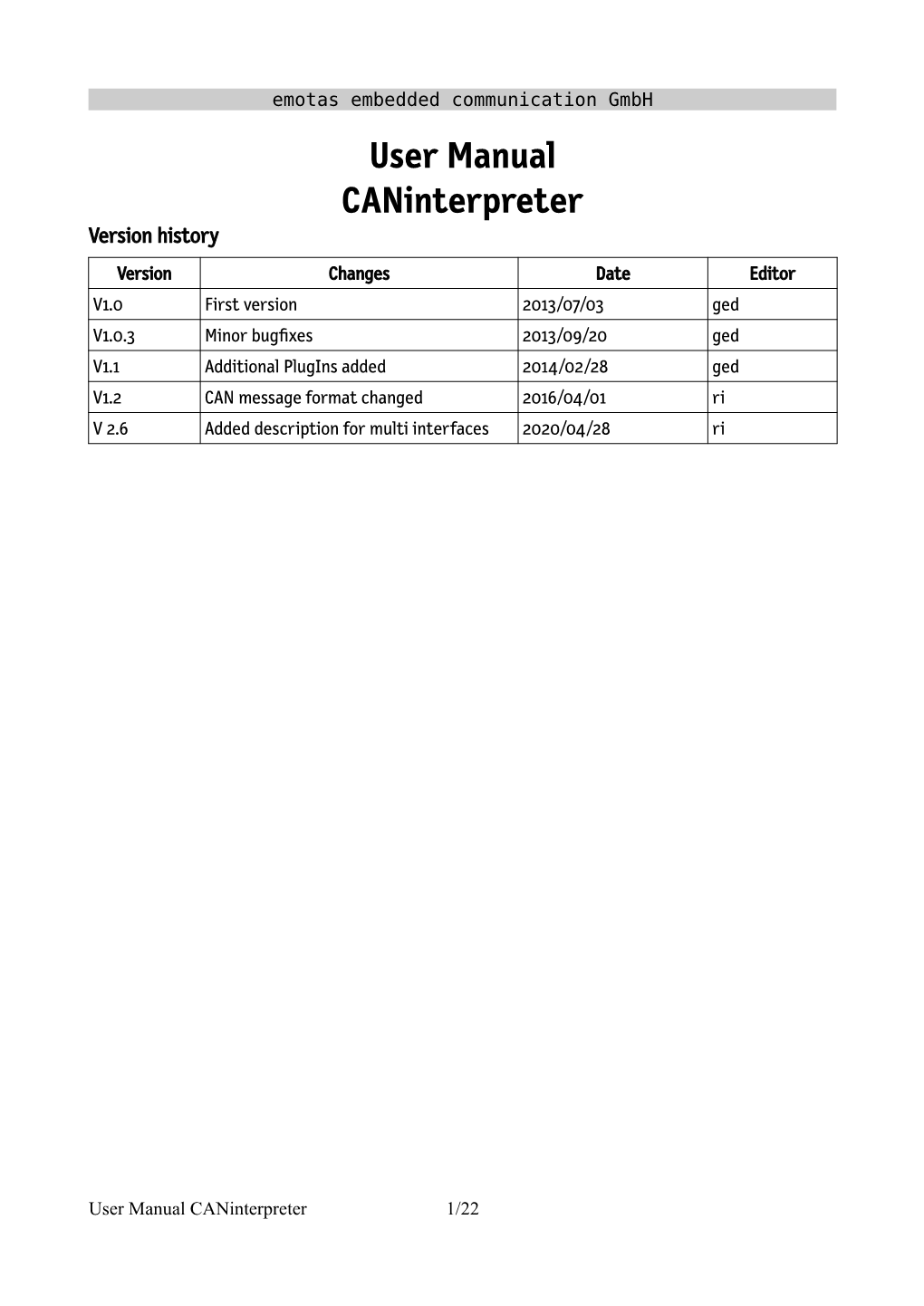 User Manual Caninterpreter