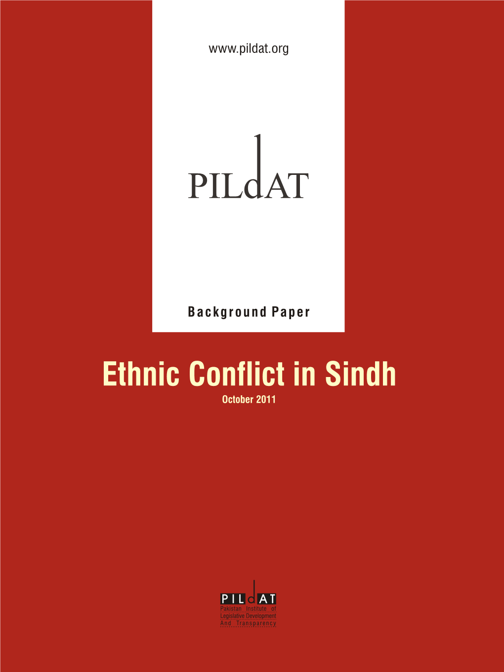 Ethnic Conflict in Sindh October 2011 Background Paper