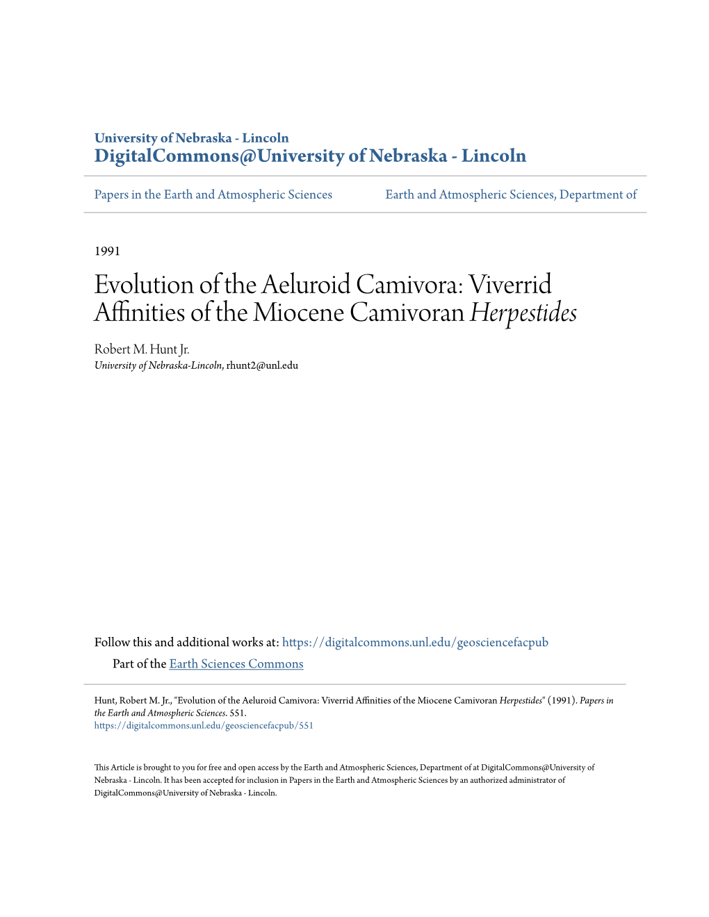 Viverrid Affinities of the Miocene Camivoran Herpestides Robert M