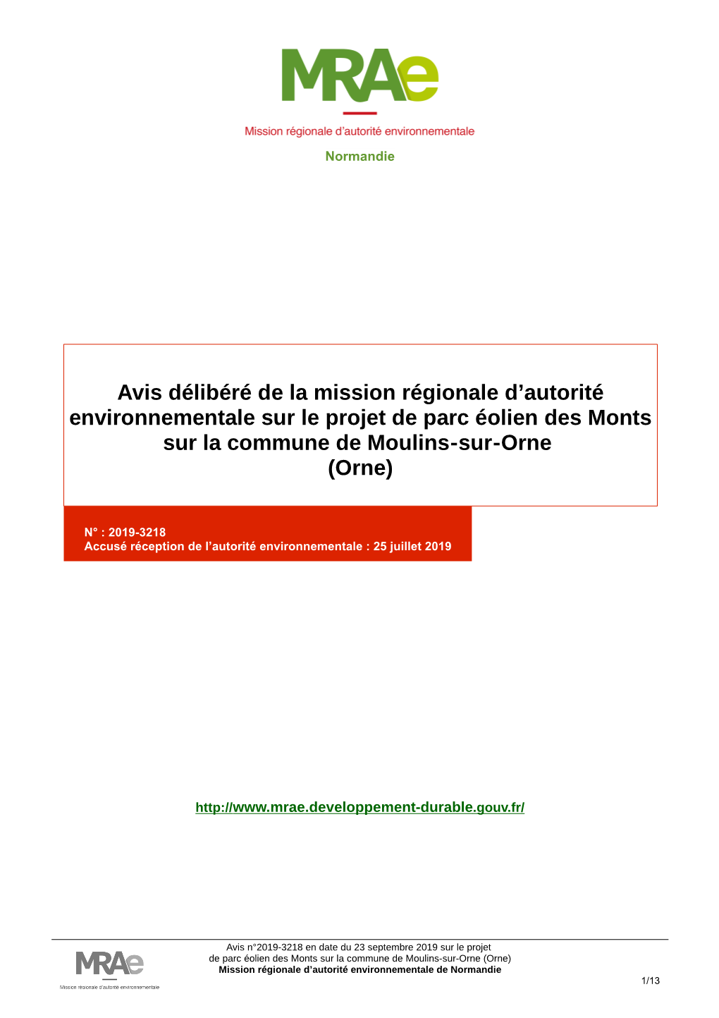 Avis Délibéré De La Mission Régionale D'autorité Environnementale Sur Le