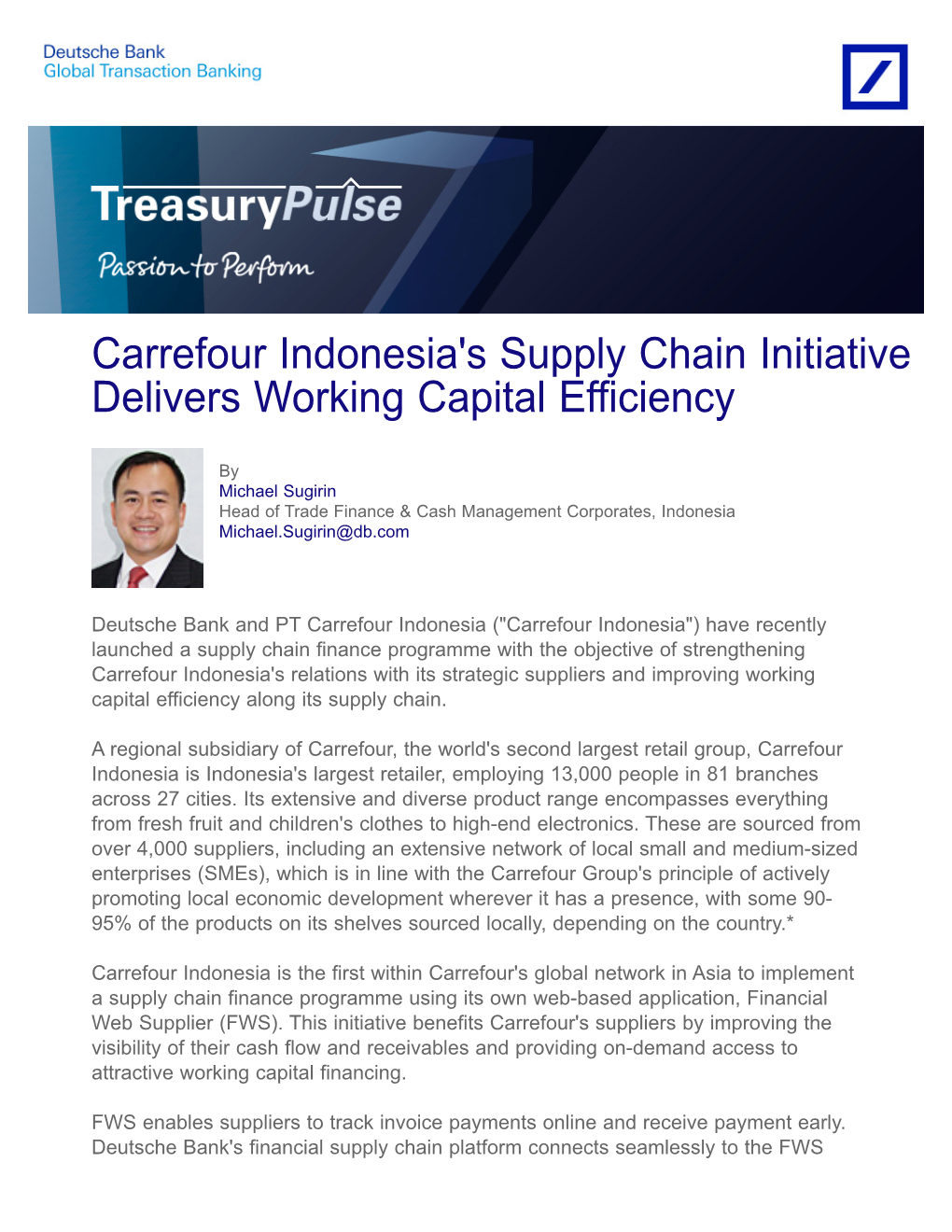 Carrefour Indonesia's Supply Chain Initiative Delivers Working Capital Efficiency