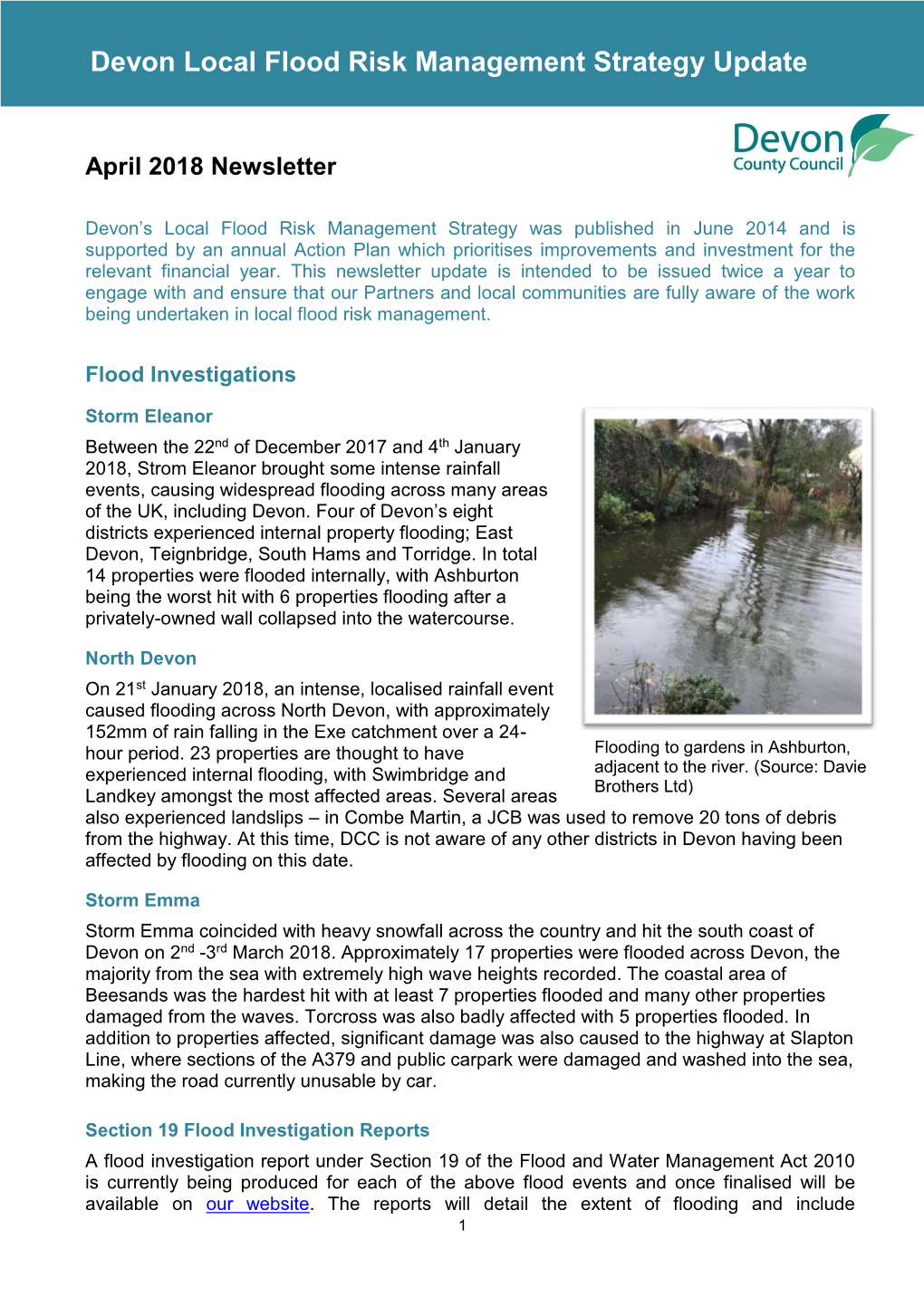 Devon Local Flood Risk Management Strategy Update