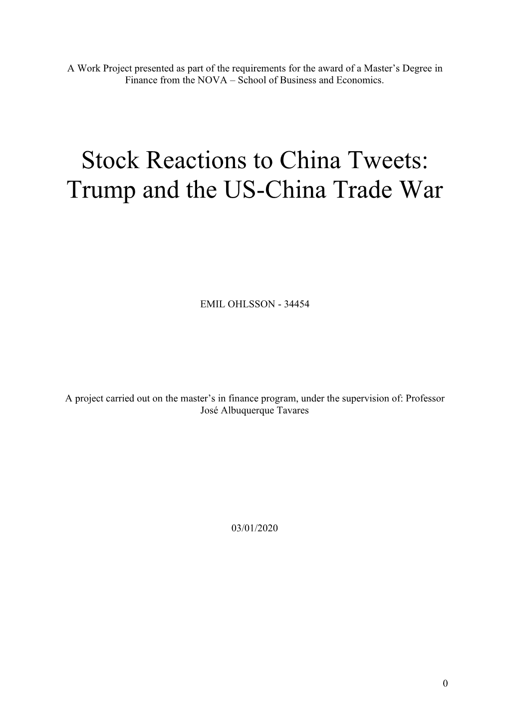 Stock Reactions to China Tweets: Trump and the US-China Trade War