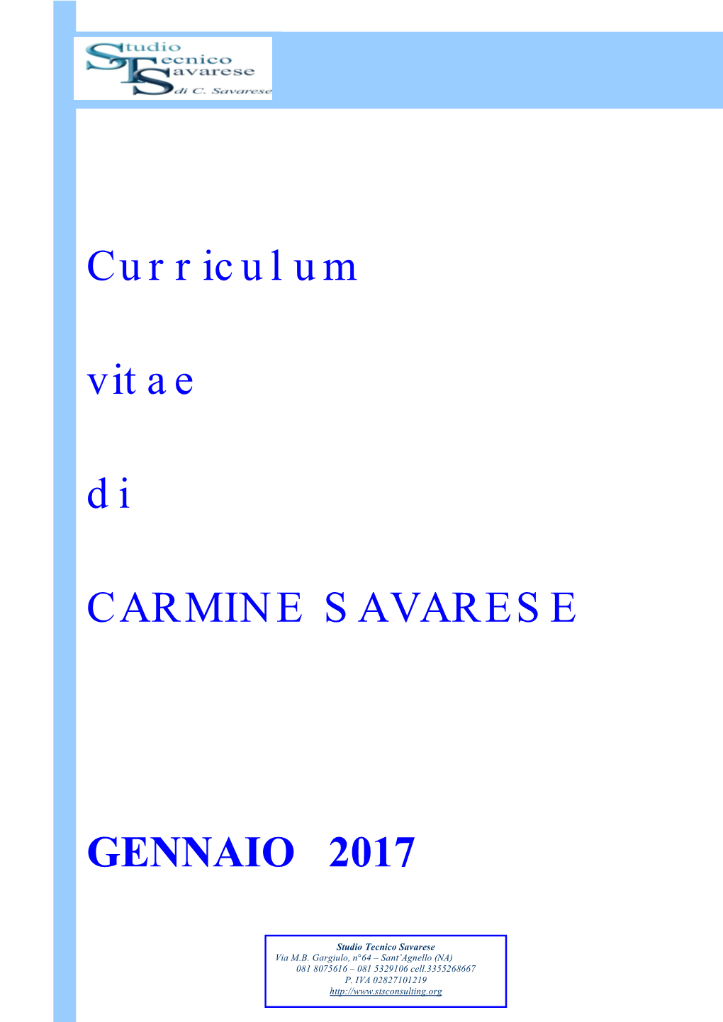 Curriculum Vitae Di CARMINE SAVARESE GENNAIO 2017