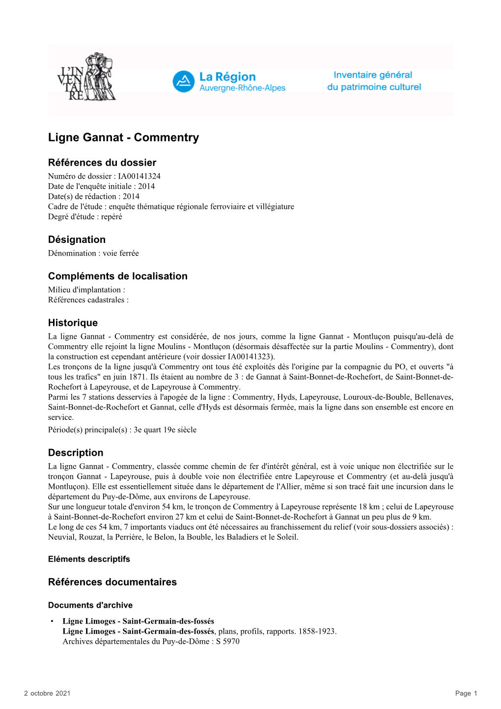 Ligne Gannat - Commentry