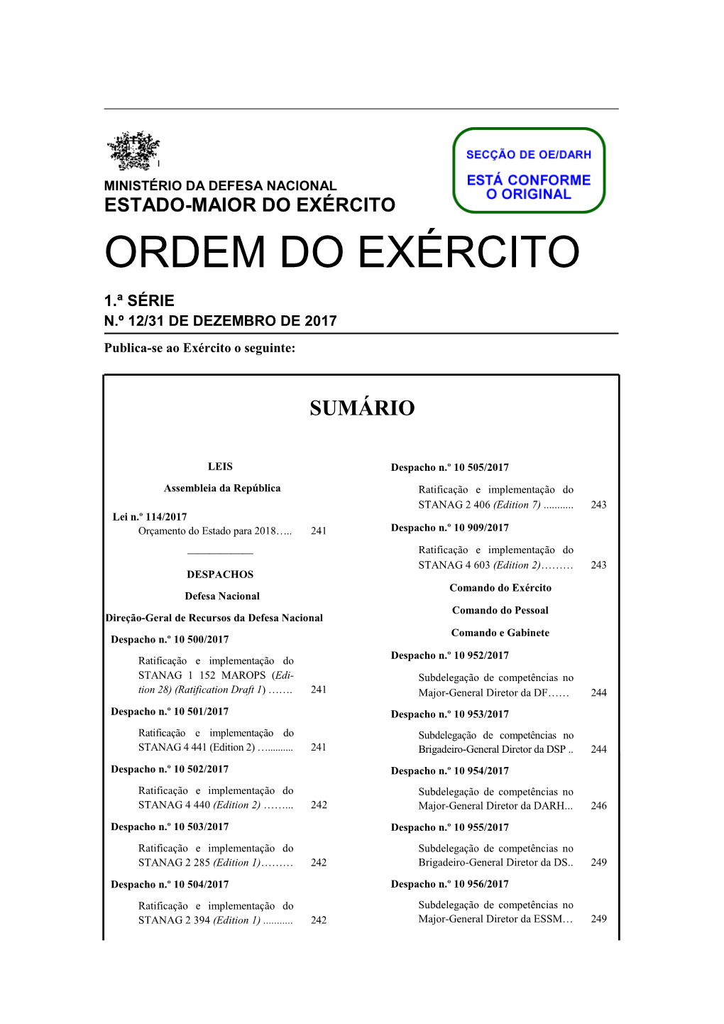 Estado-Maior Do Exército Ordem Do Exército