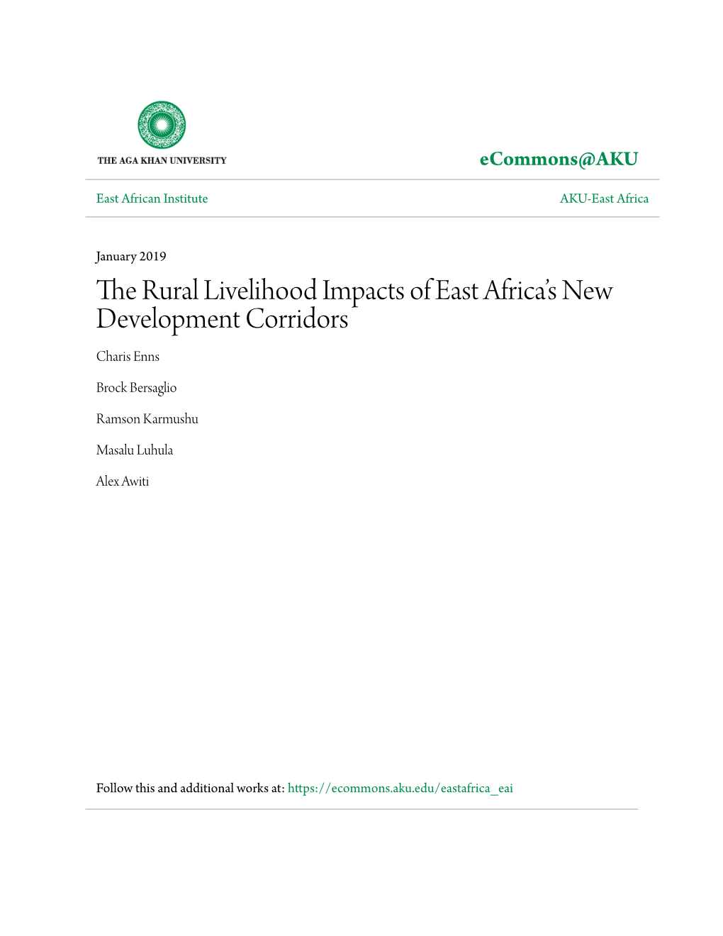 The Rural Livelihood Impacts of East Africa's New Development Corridors