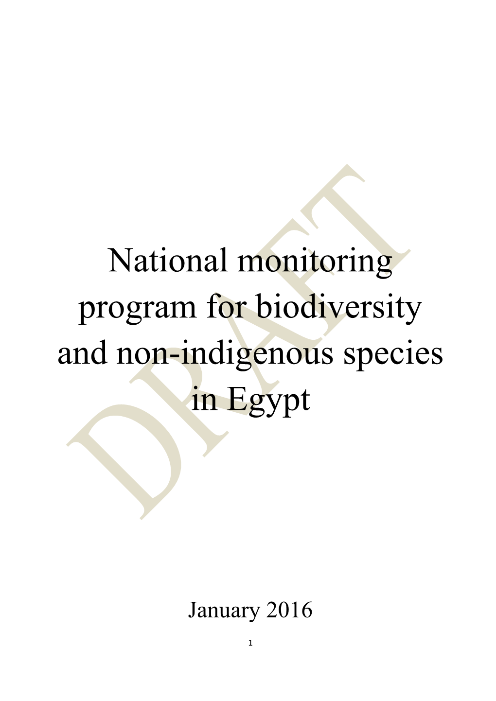 National Monitoring Program for Biodiversity and Non-Indigenous Species in Egypt