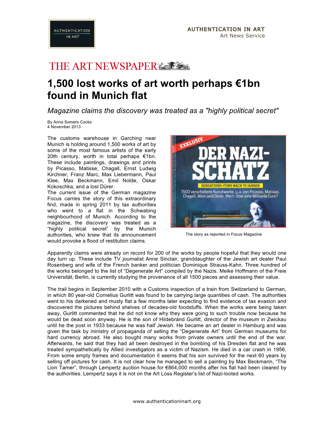 1500 Lost Works of Art Worth Perhaps €1Bn Found in Munich Flat