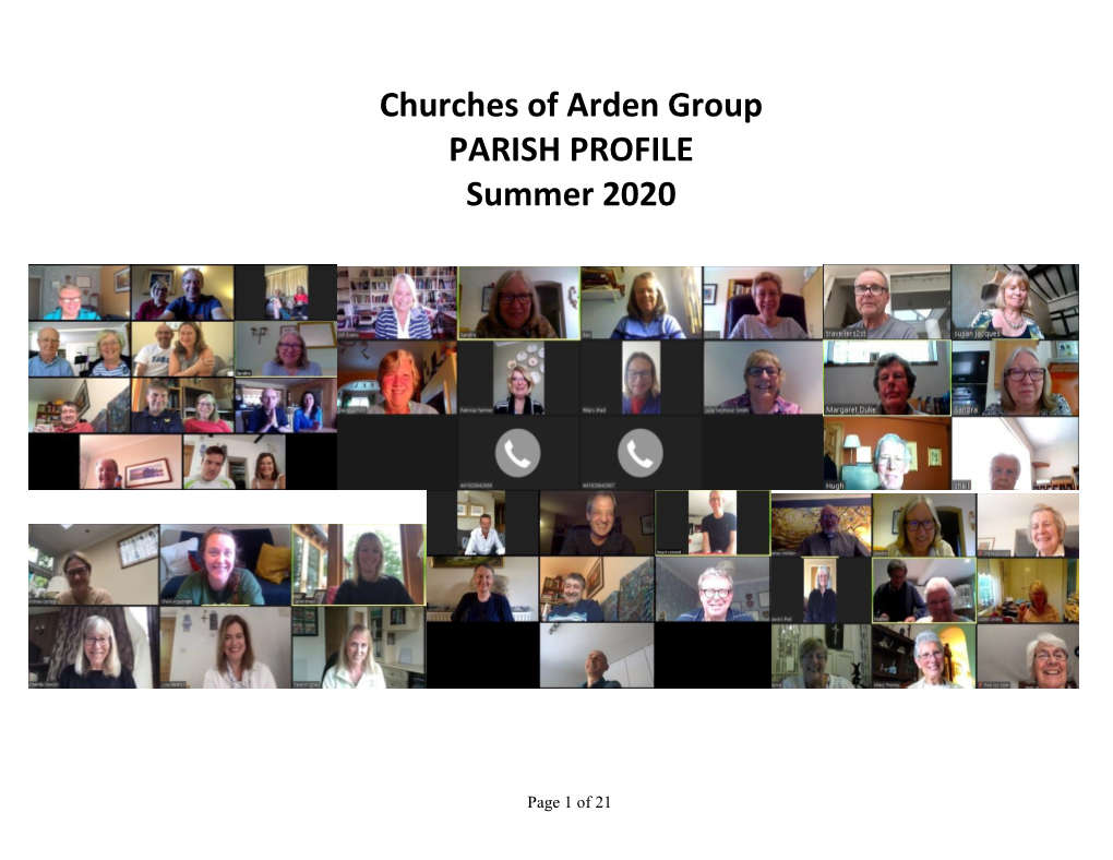 Churches of Arden Group PARISH PROFILE Summer 2020