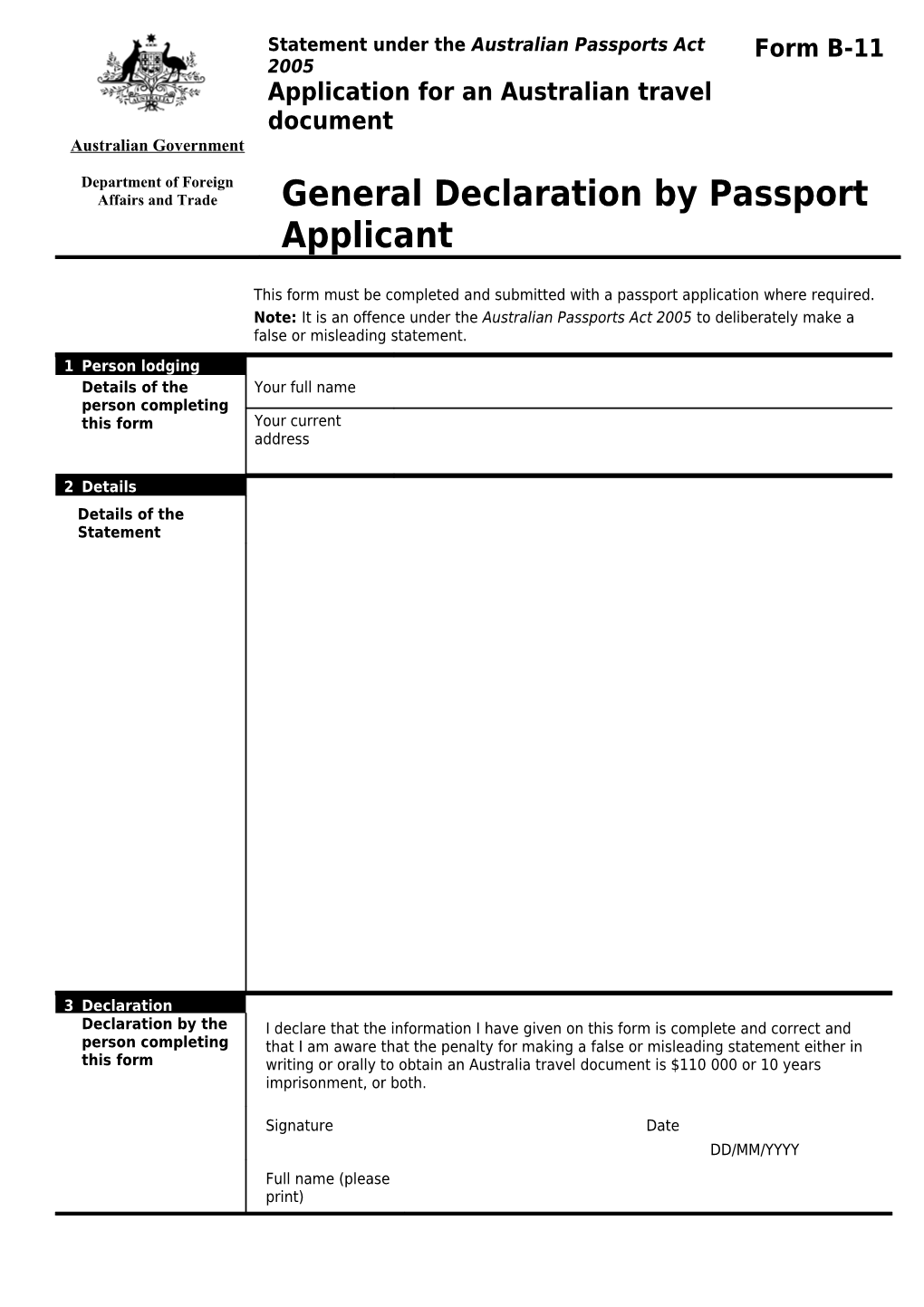 About This Form: It Is the Responsibility of the Person Lodging This Application to Obtain