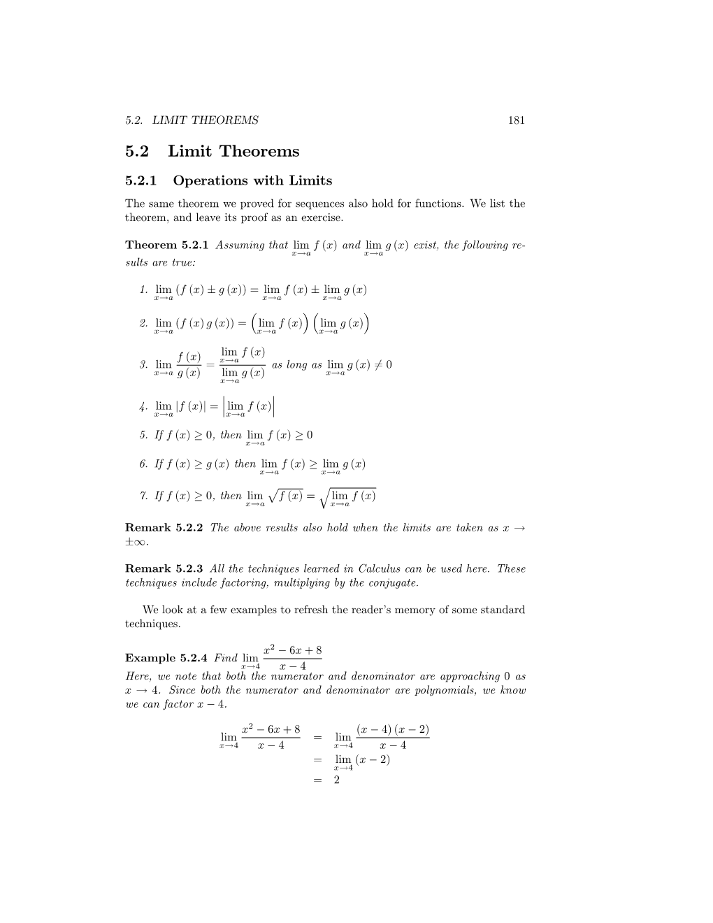 5.2 Limit Theorems