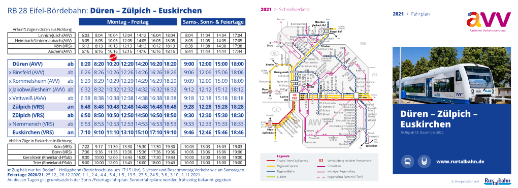 Düren – Zülpich – Euskirchen 2021 > Fahrplan Roermond Essen Mönchen- Montag – Freitag Sams-, Sonn- & Feiertage Niederkrüchten Gladbach Hbf