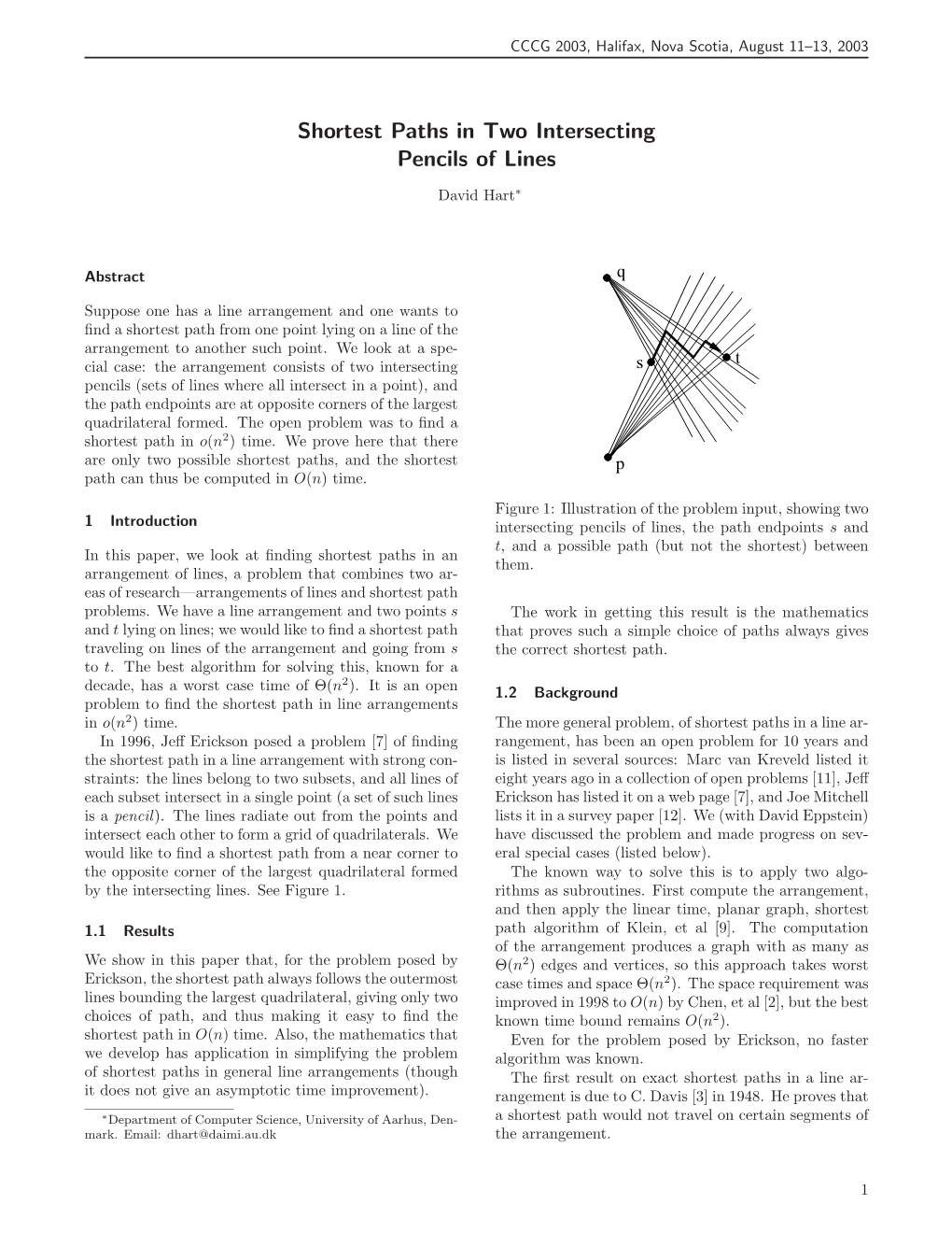 Shortest Paths in Two Intersecting Pencils of Lines