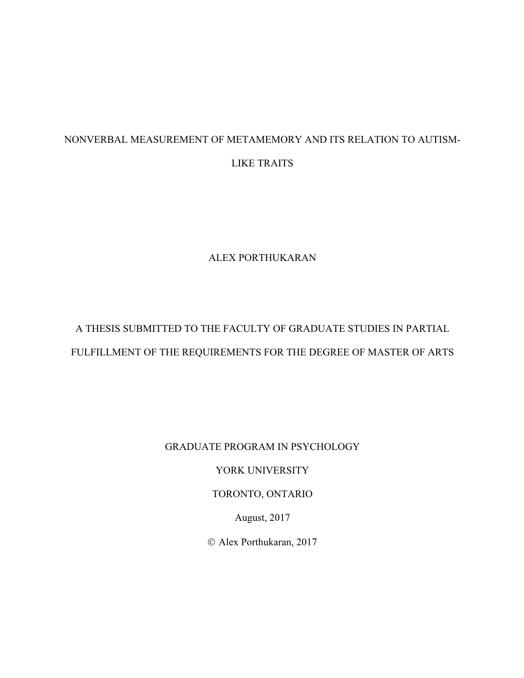 Nonverbal Measurement of Metamemory and Its Relation to Autism