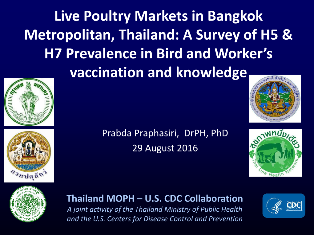 Live Poultry Markets in Bangkok Metropolitan, Thailand: a Survey of H5 & H7 Prevalence in Bird and Worker’S Vaccination and Knowledge