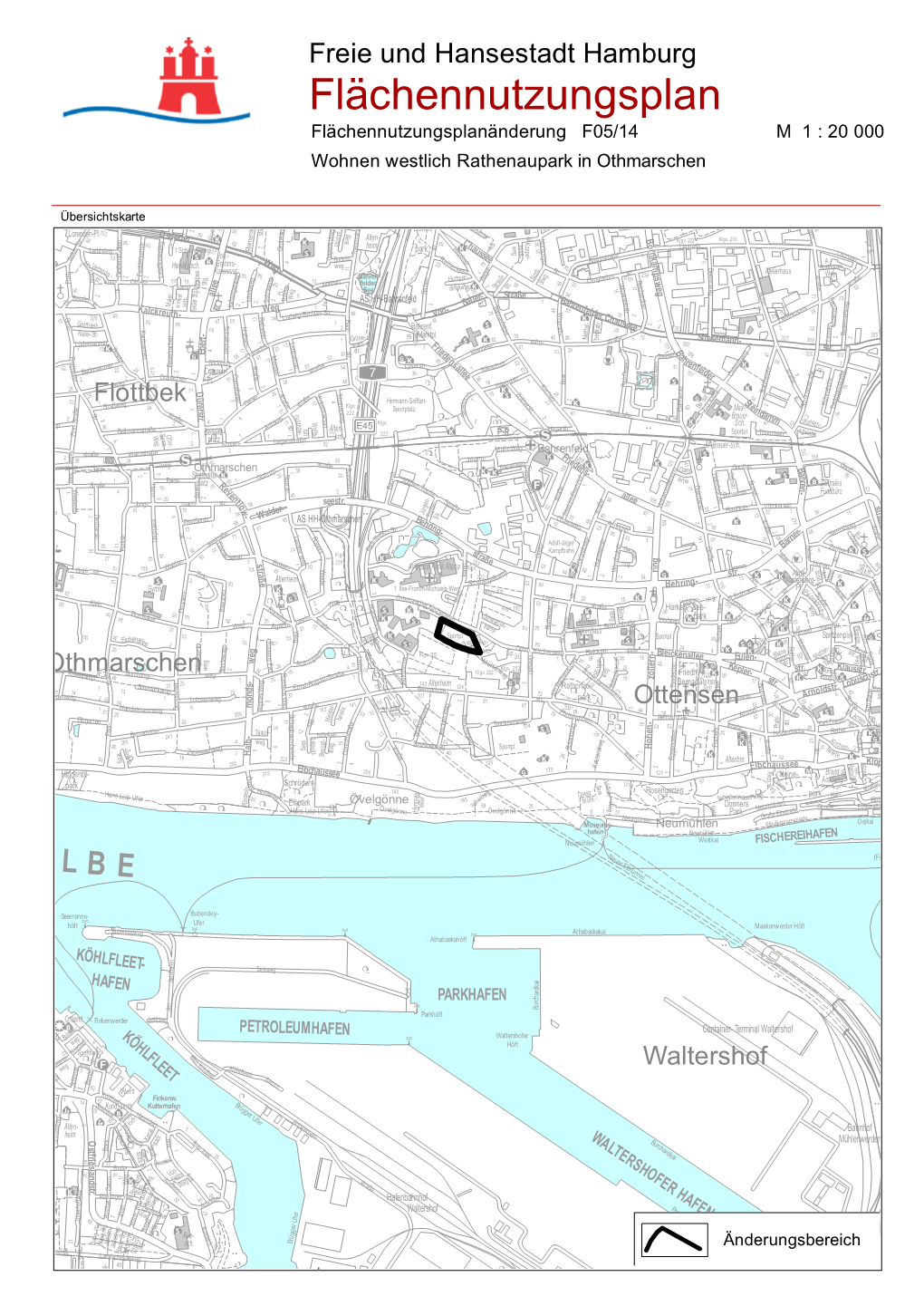 Flächennutzungsplan Flächennutzungsplanänderung F05/14 M 1 : 20 000 Wohnen Westlich Rathenaupark in Othmarschen