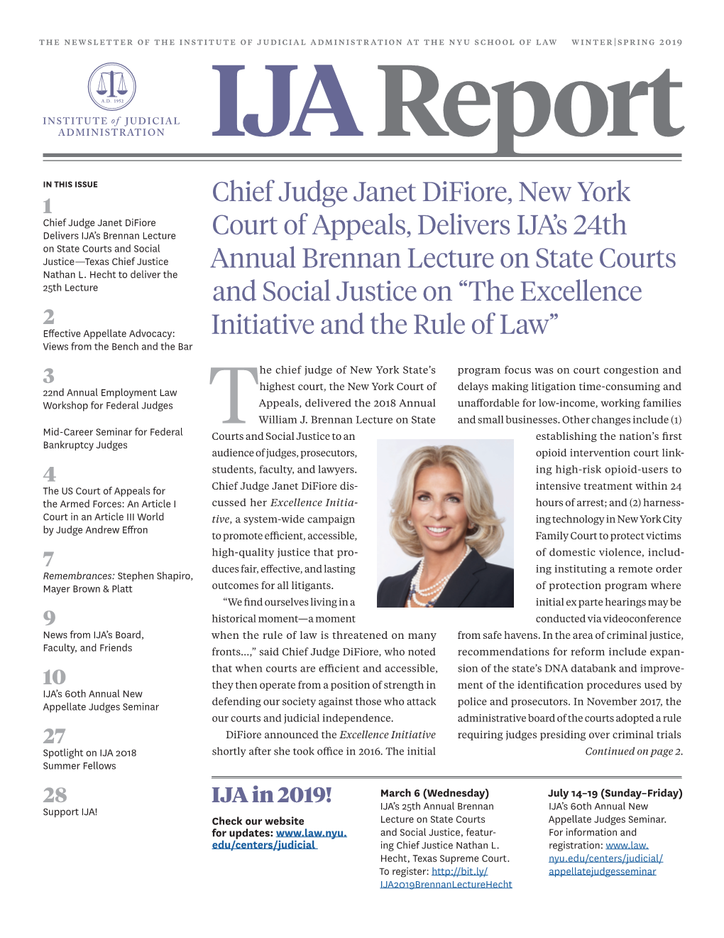 Chief Judge Janet Difiore, New York Court of Appeals, Delivers IJA's