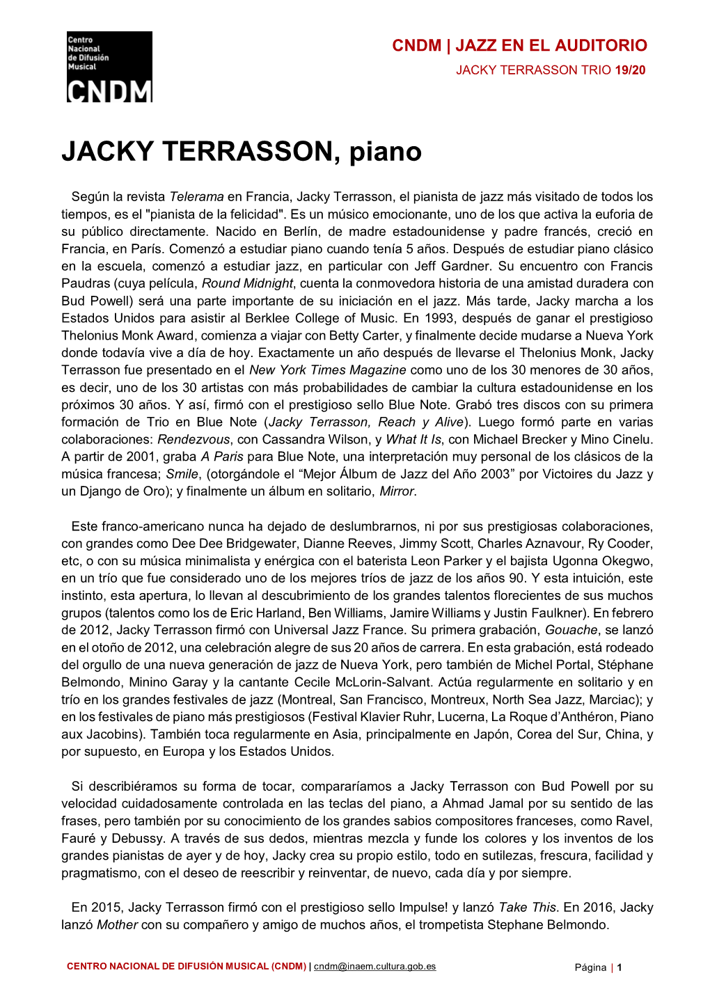 JACKY TERRASSON, Piano