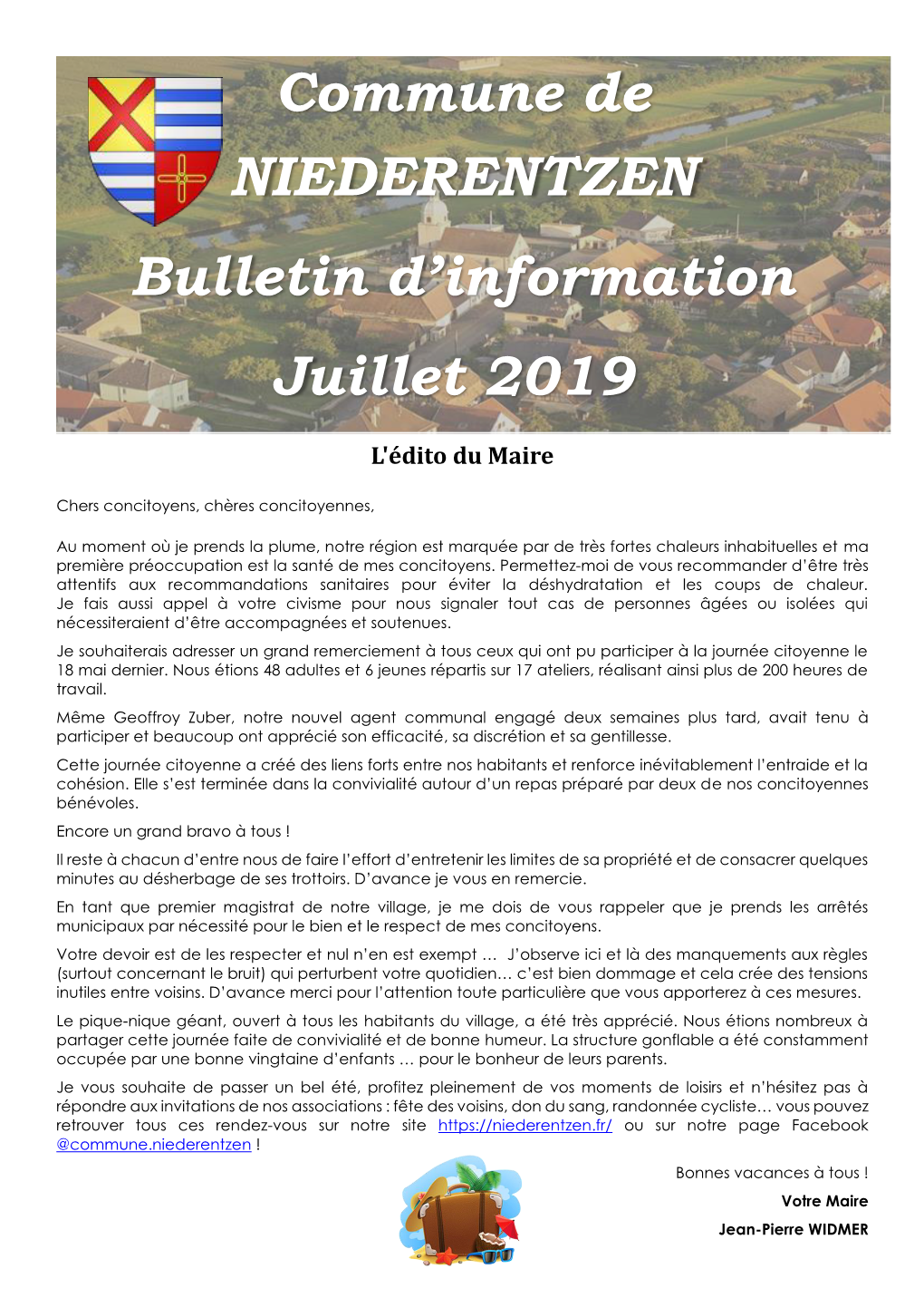 Commune De NIEDERENTZEN Bulletin D'information Juillet 2019