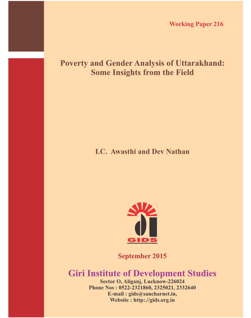 Poverty and Gender Analysis of Uttarakhand: Some Insights from the Field