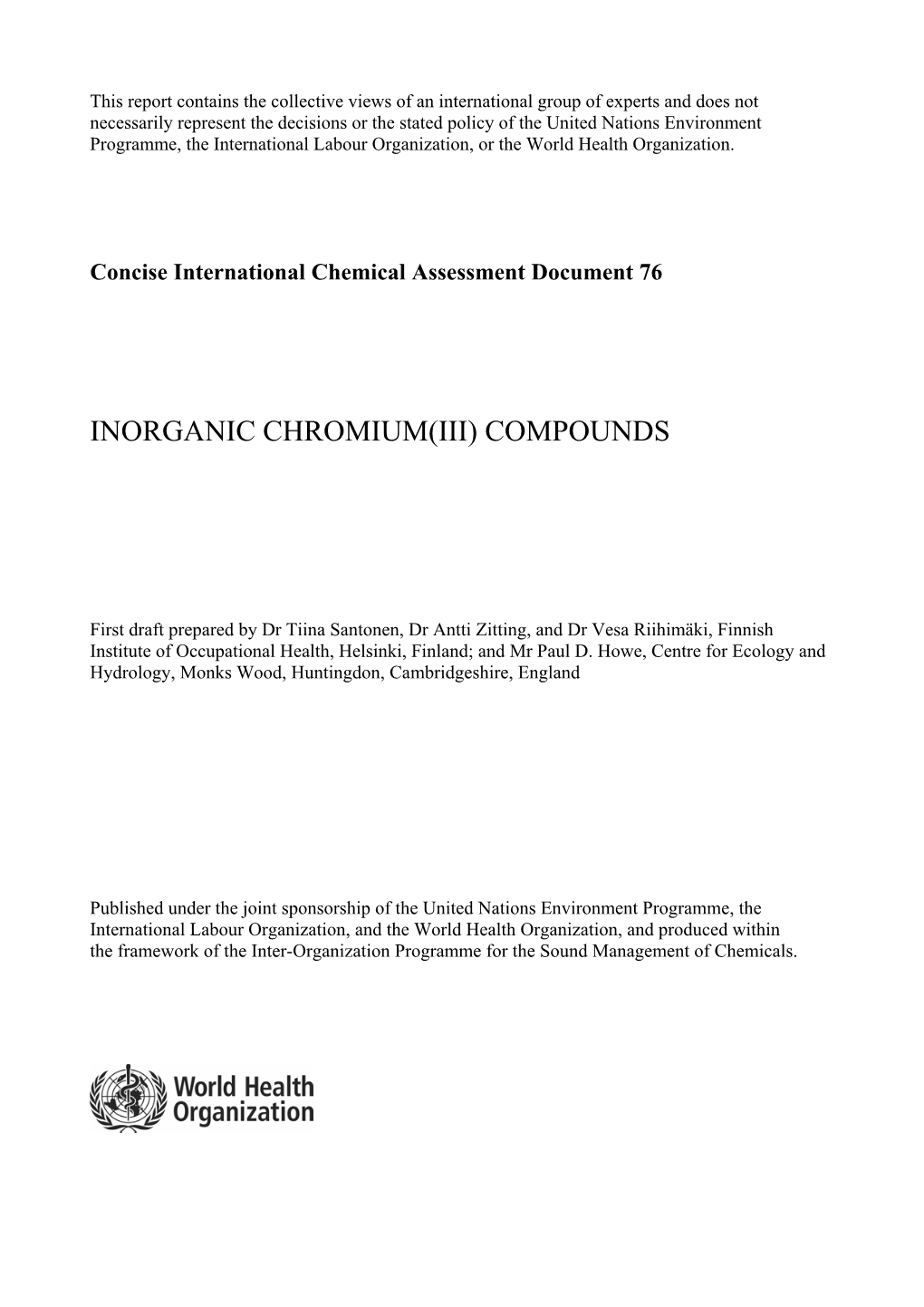 Inorganic Chromium(Iii) Compounds