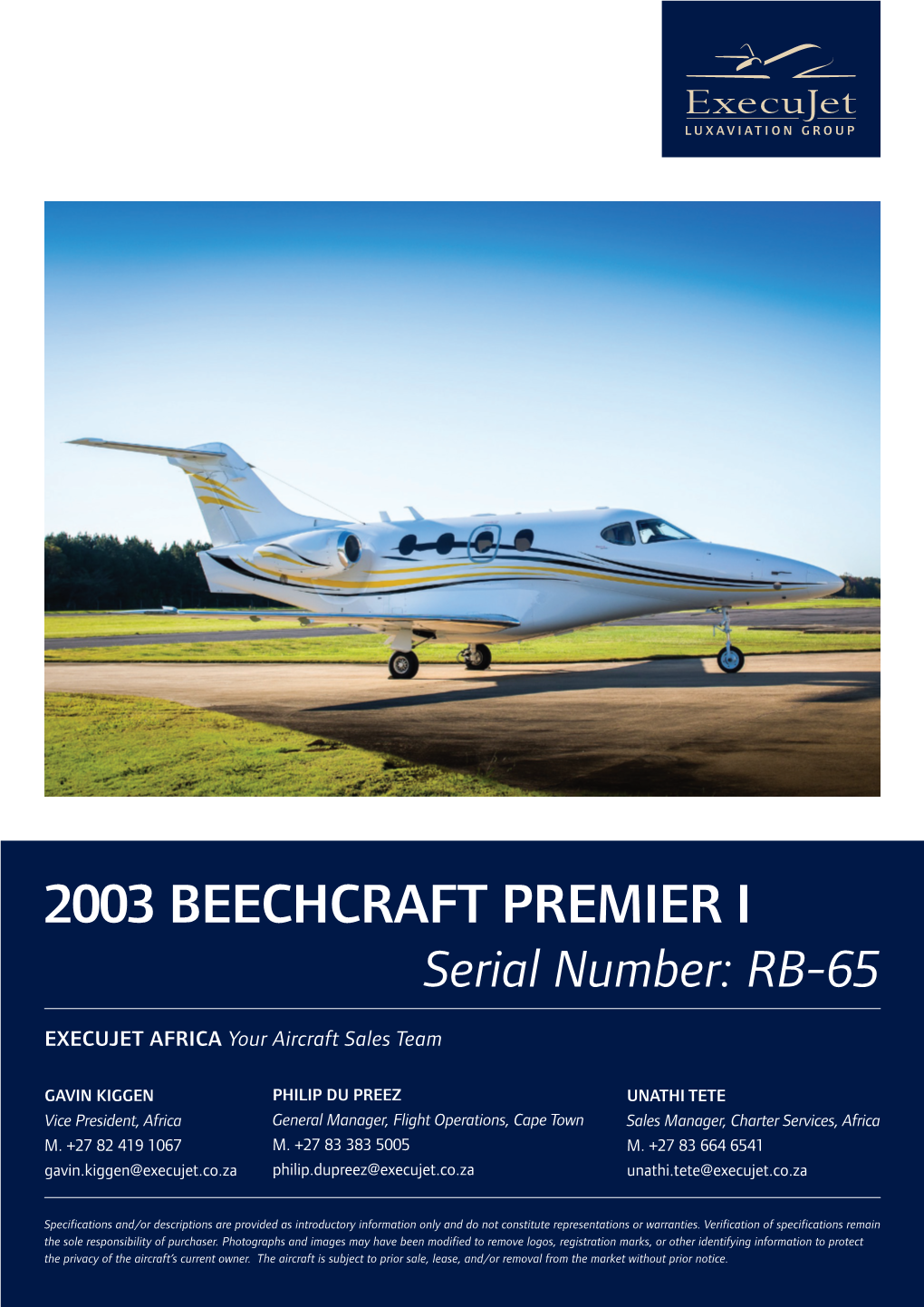 EXJAFR Sales Spec Sheet 2003 Premier1.26.11.20.Indd