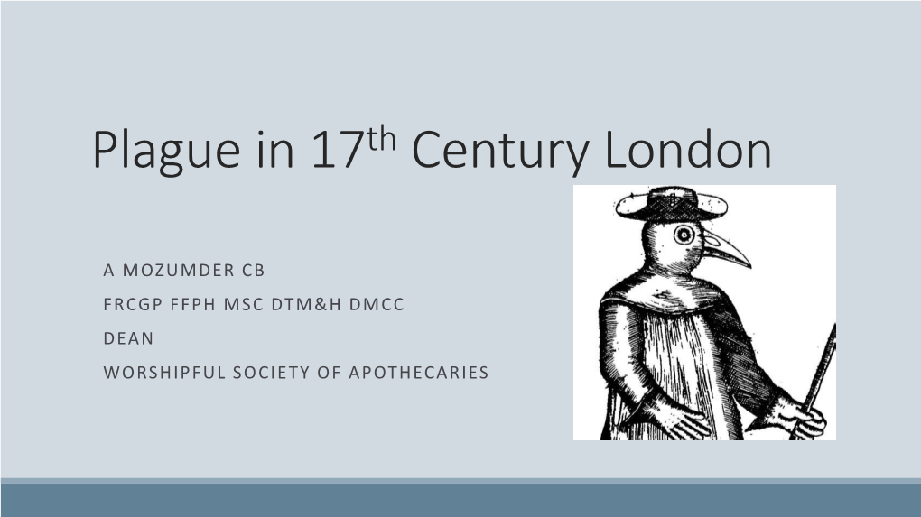 Plague in 17 Century London