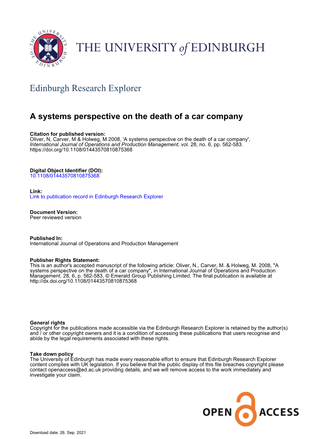 A Systems Perspective on the Death of a Car Company