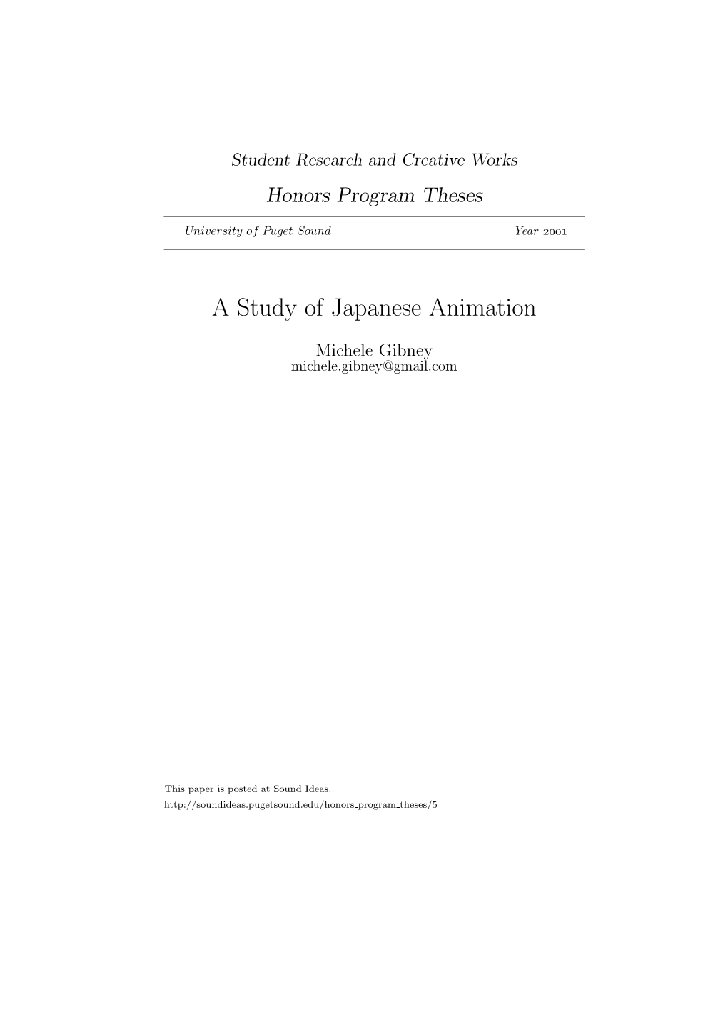 A Study of Japanese Animation