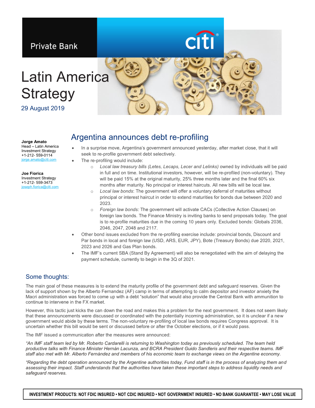 Latin America Strategy 29 August 2019