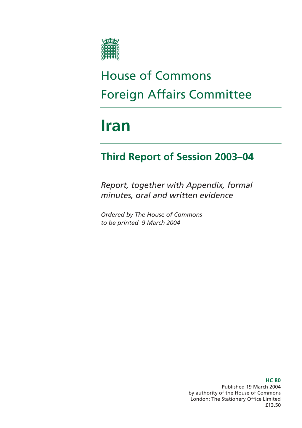 Report on Iran by the Foreign Affairs Committee of The