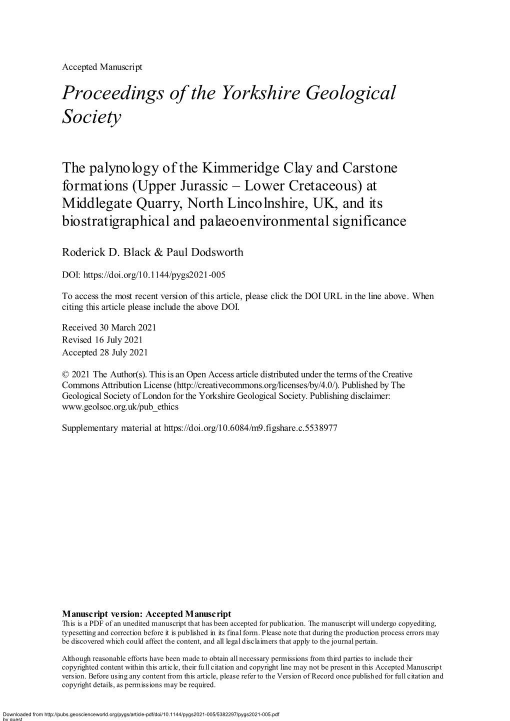 The Palynology of the Kimmeridge Clay and Carstone Formations