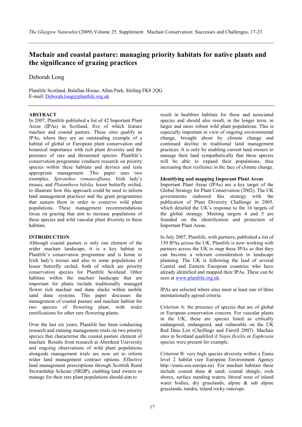 Machair and Coastal Pasture: Managing Priority Habitats for Native Plants and the Significance of Grazing Practices