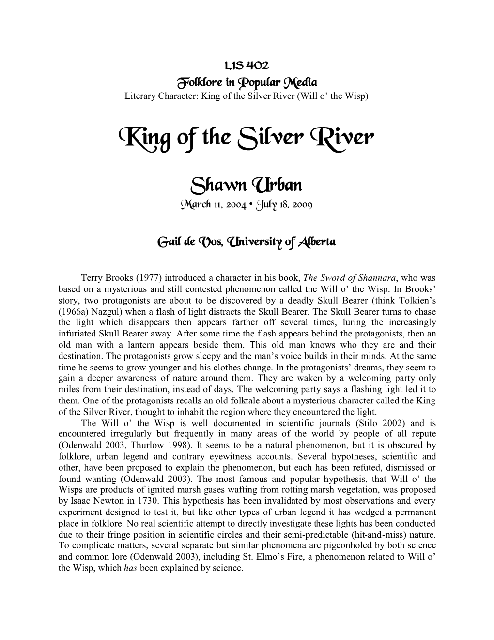 King of the Silver River (Will O’ the Wisp)