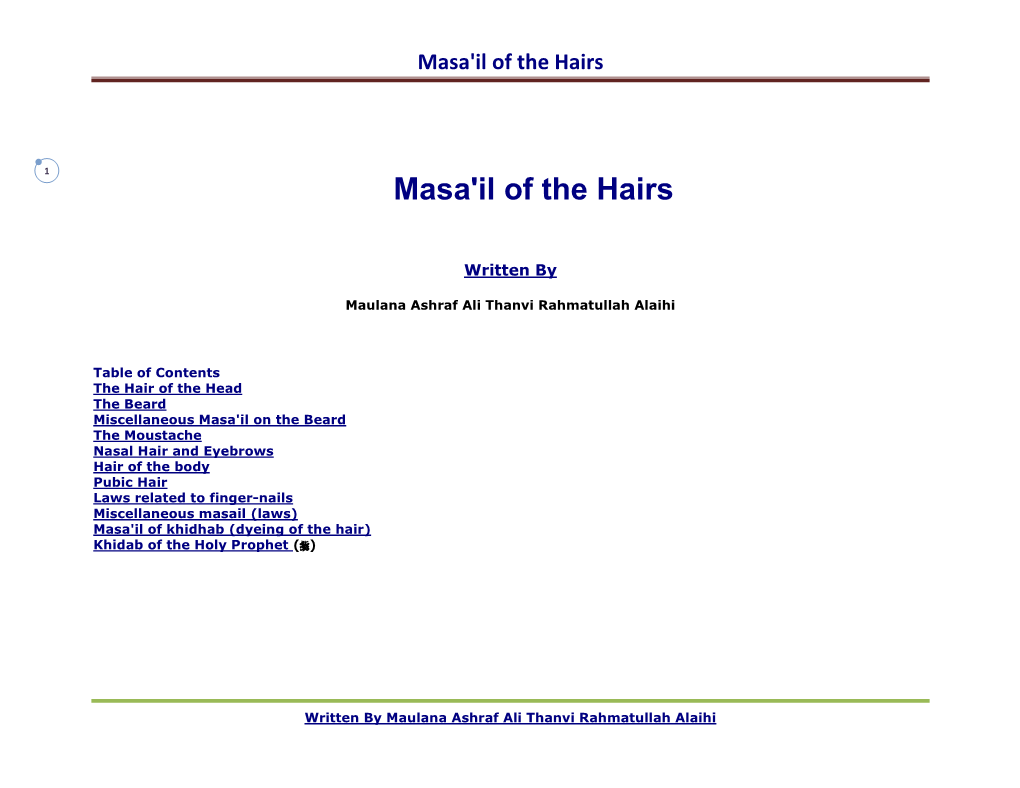 Masa'il of the Hairs
