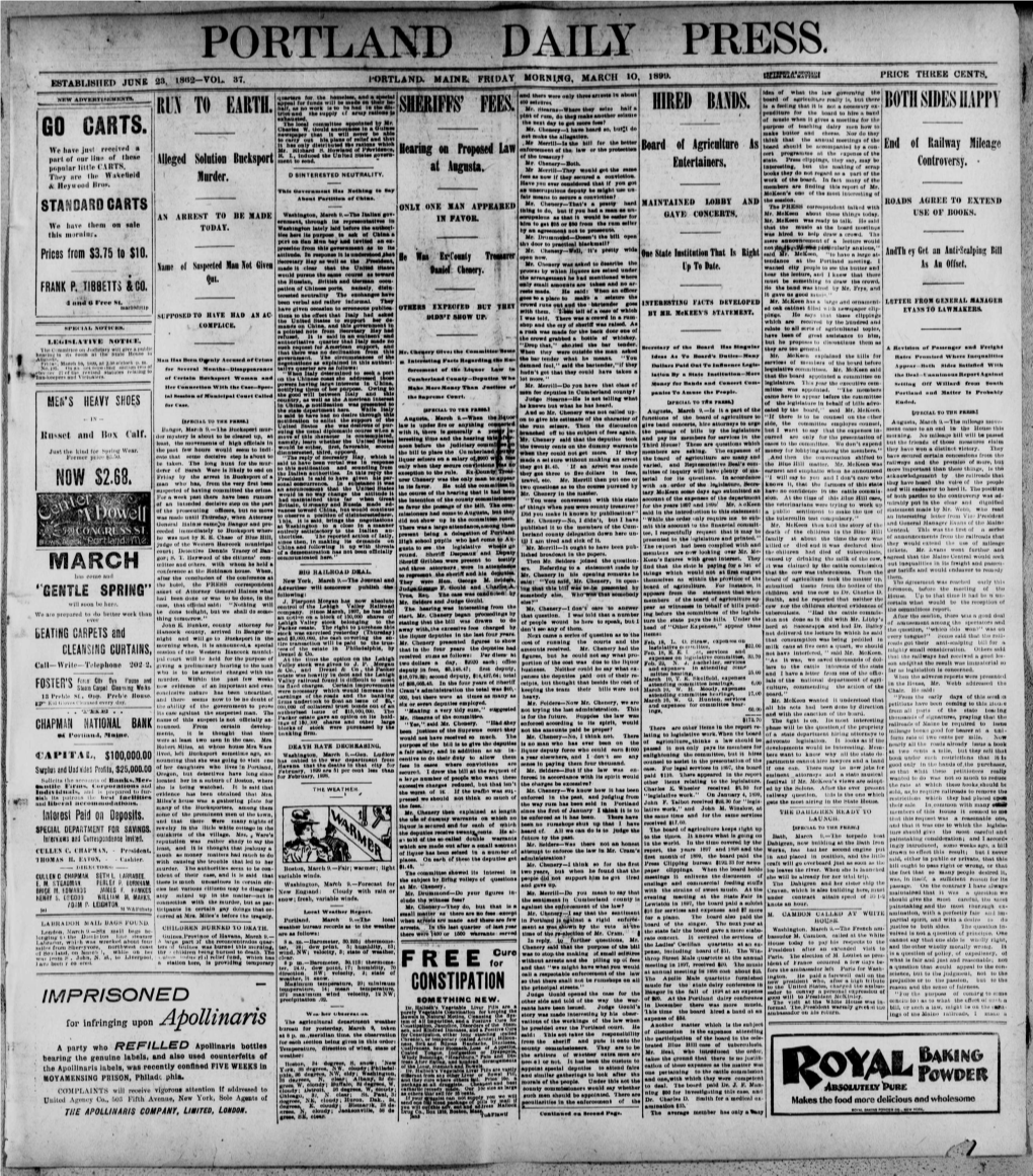 Portland Daily Press: March 10, 1899