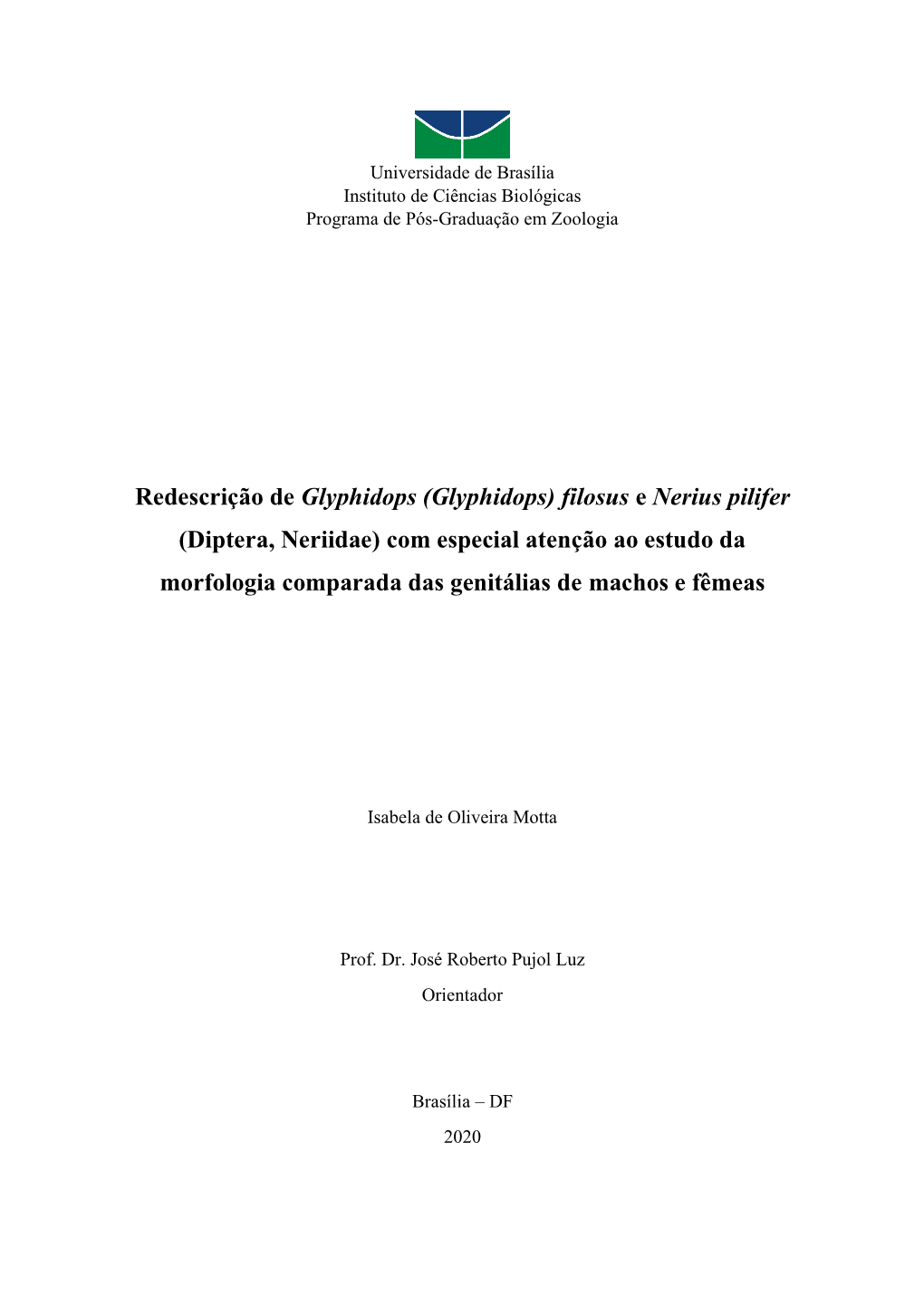 Redescrição De Glyphidops (Glyphidops) Filosus E Nerius Pilifer
