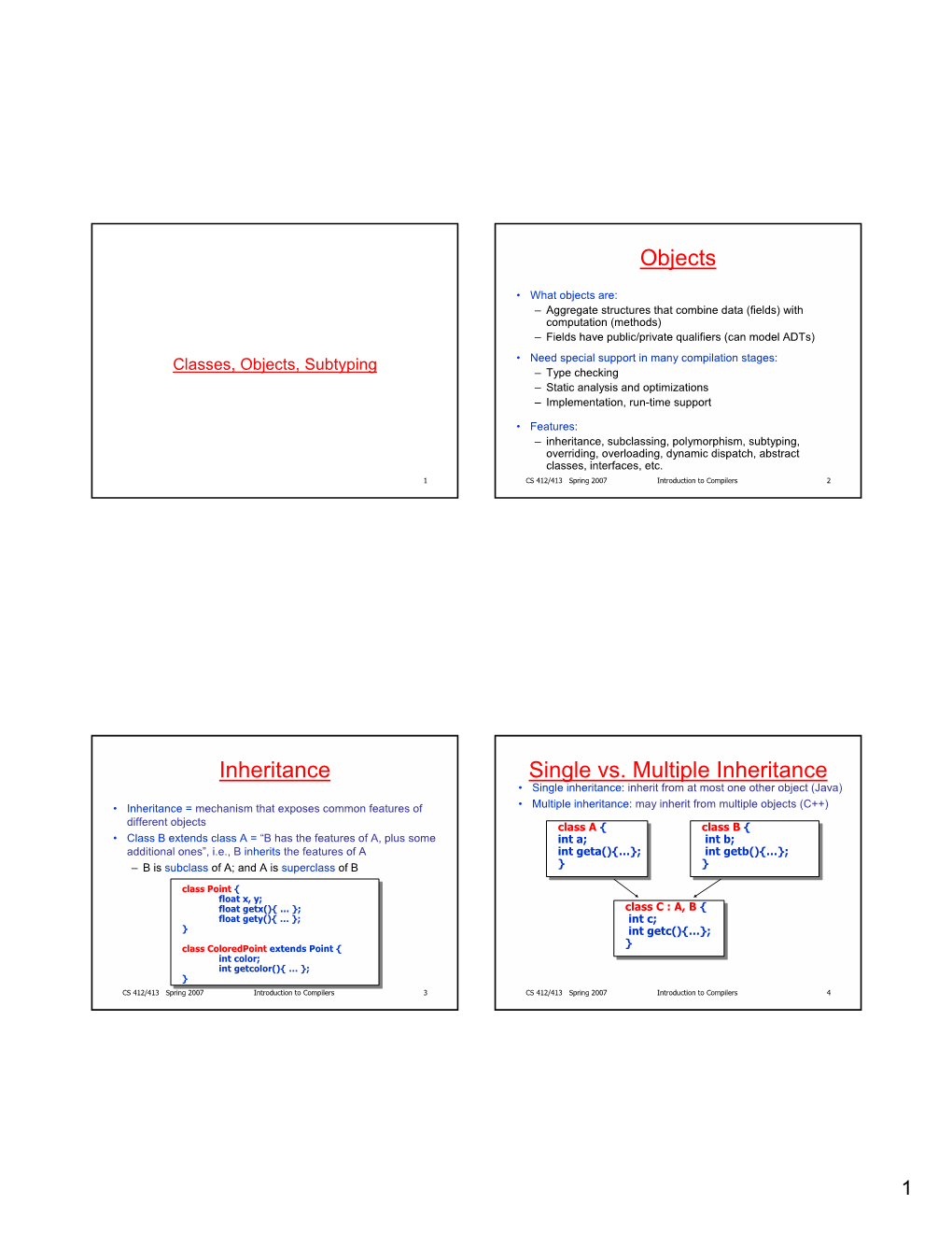 Objects Inheritance Single Vs. Multiple Inheritance