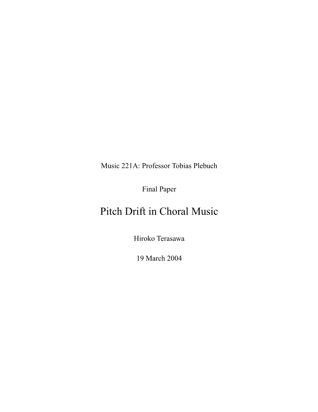 Pitch Drift in Choral Music