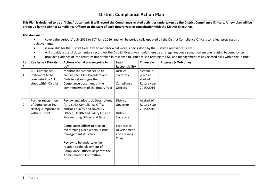 District Compliance Action Plan