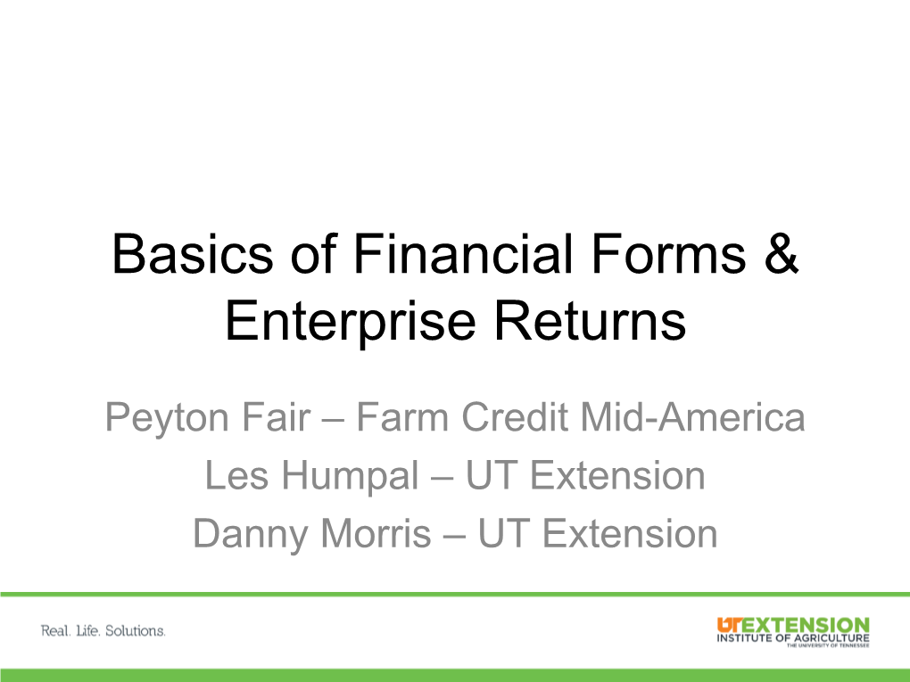 Basics of Financial Forms & Enterprise Returns