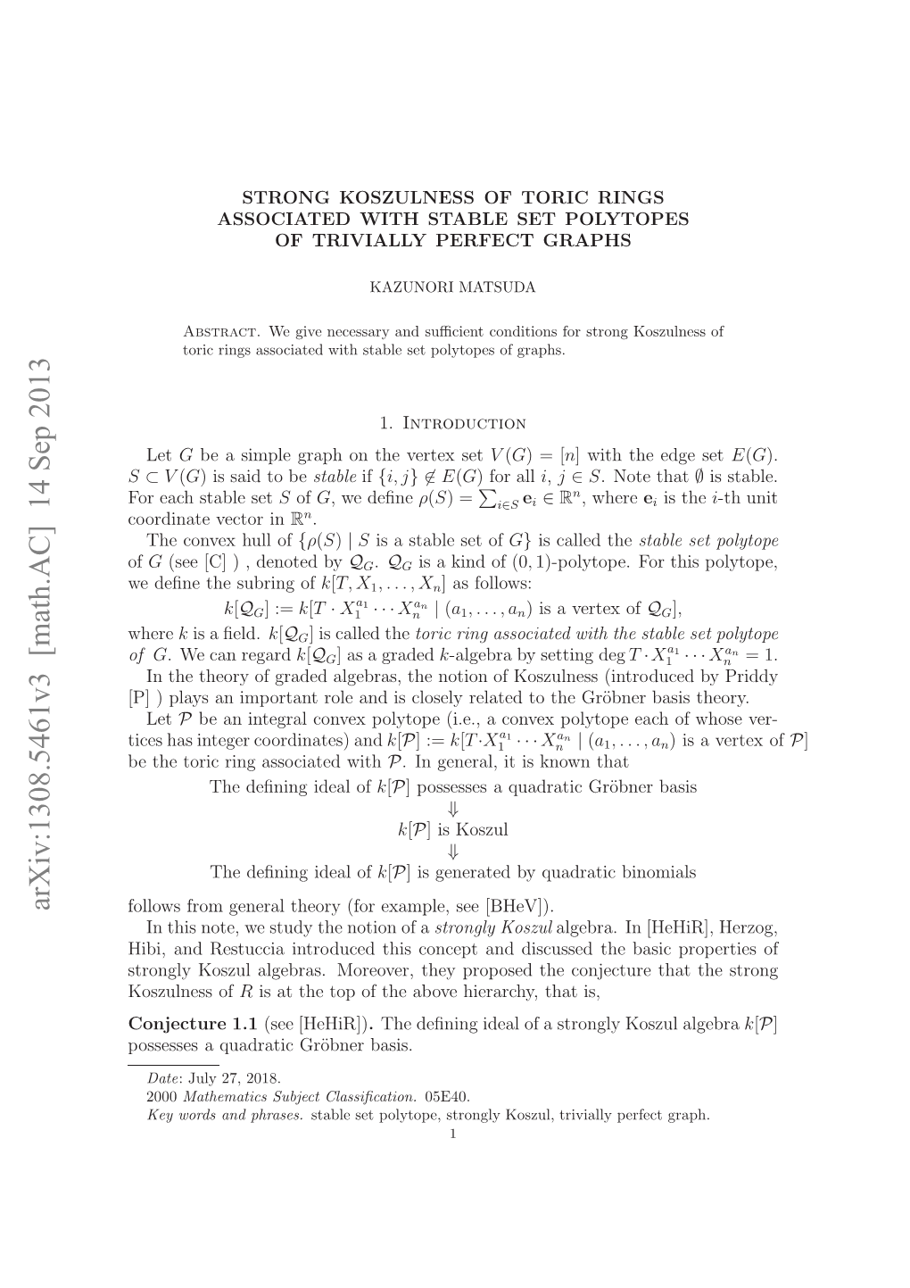 Strong Koszulness of Toric Rings Associated with Stable Set Polytopes