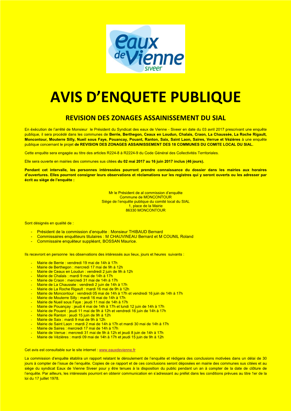 Avis D'enquete Publique