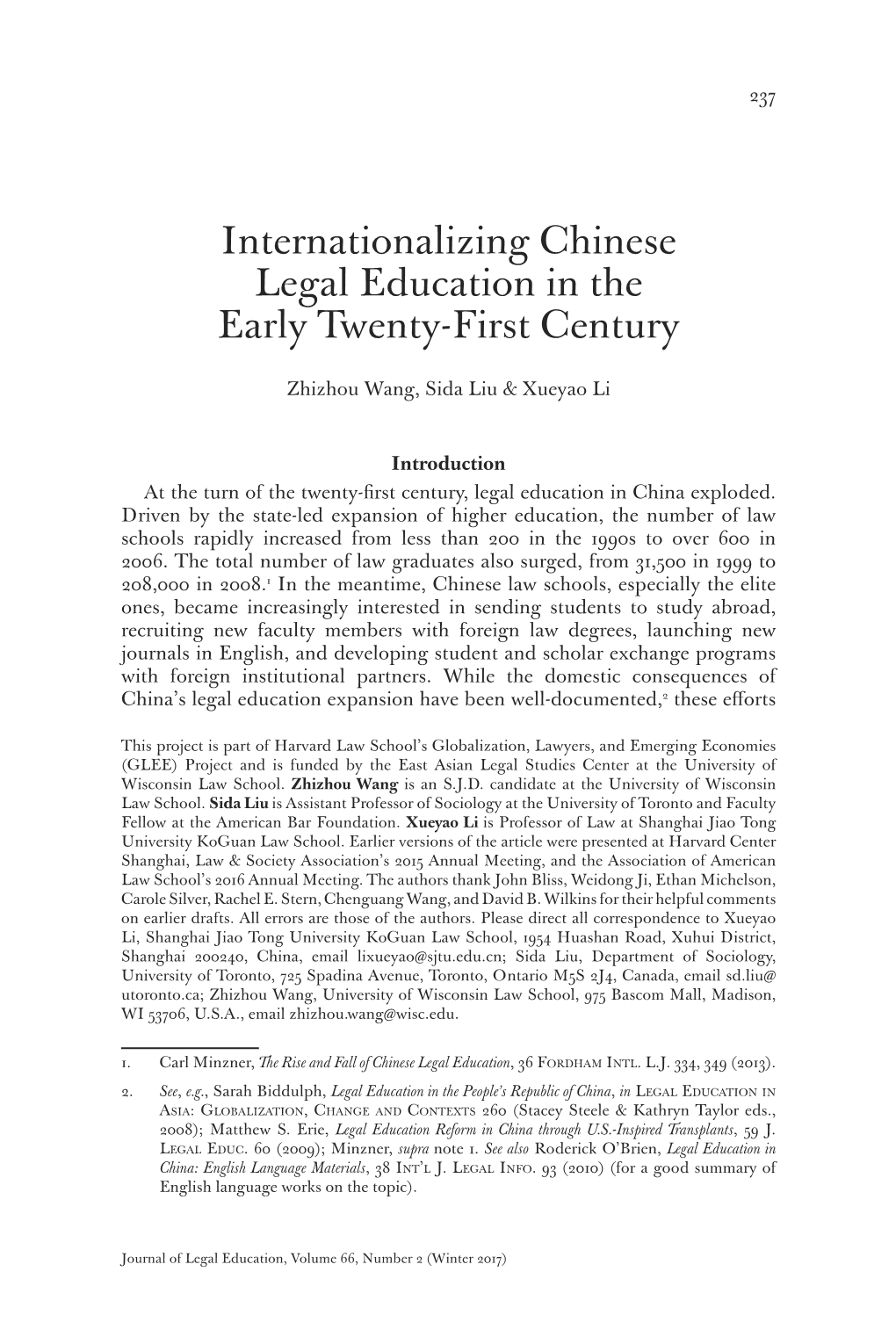 Internationalizing Chinese Legal Education in the Early Twenty-First Century